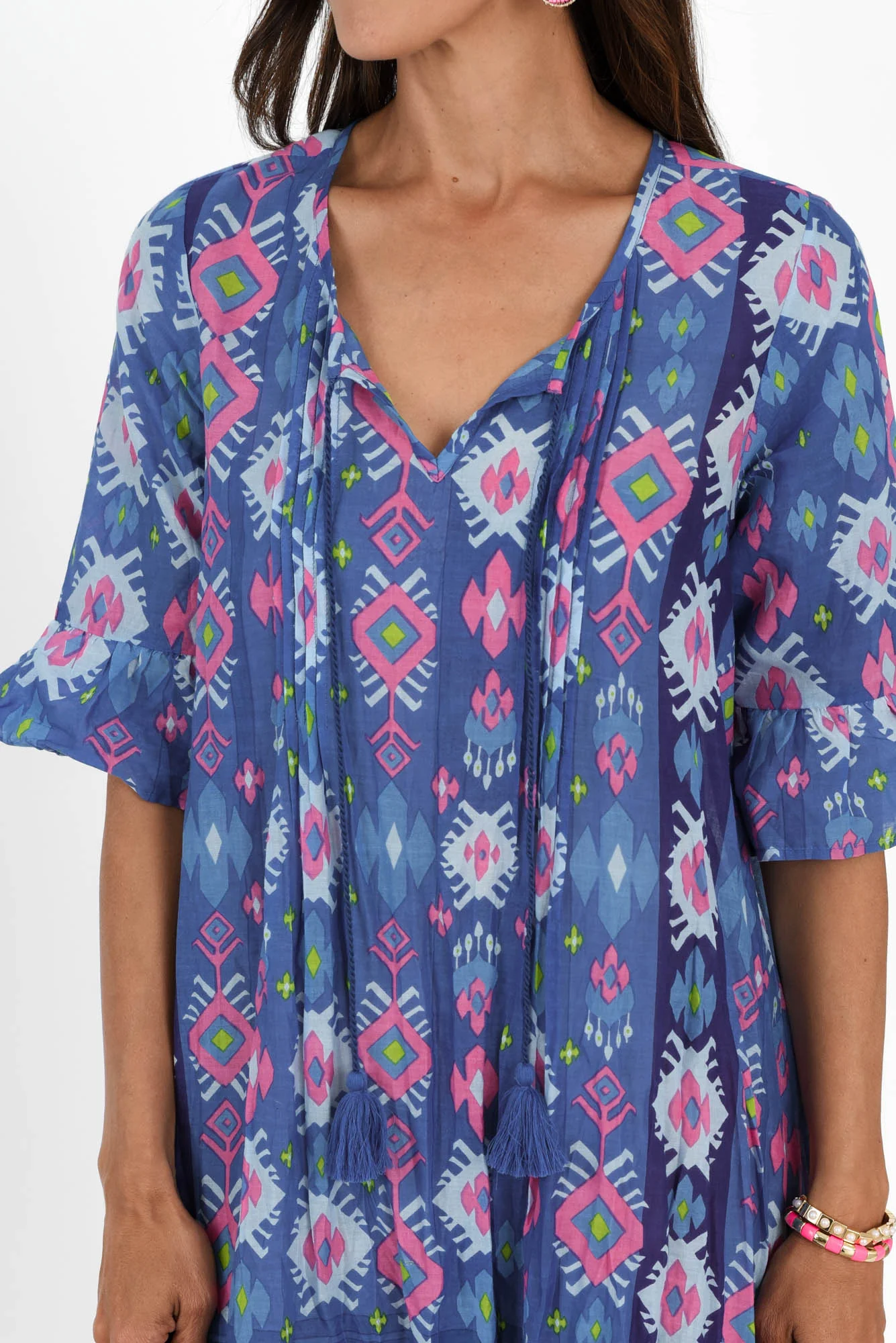 Cayman Navy Geo Cotton Tunic Dress - Image 5
