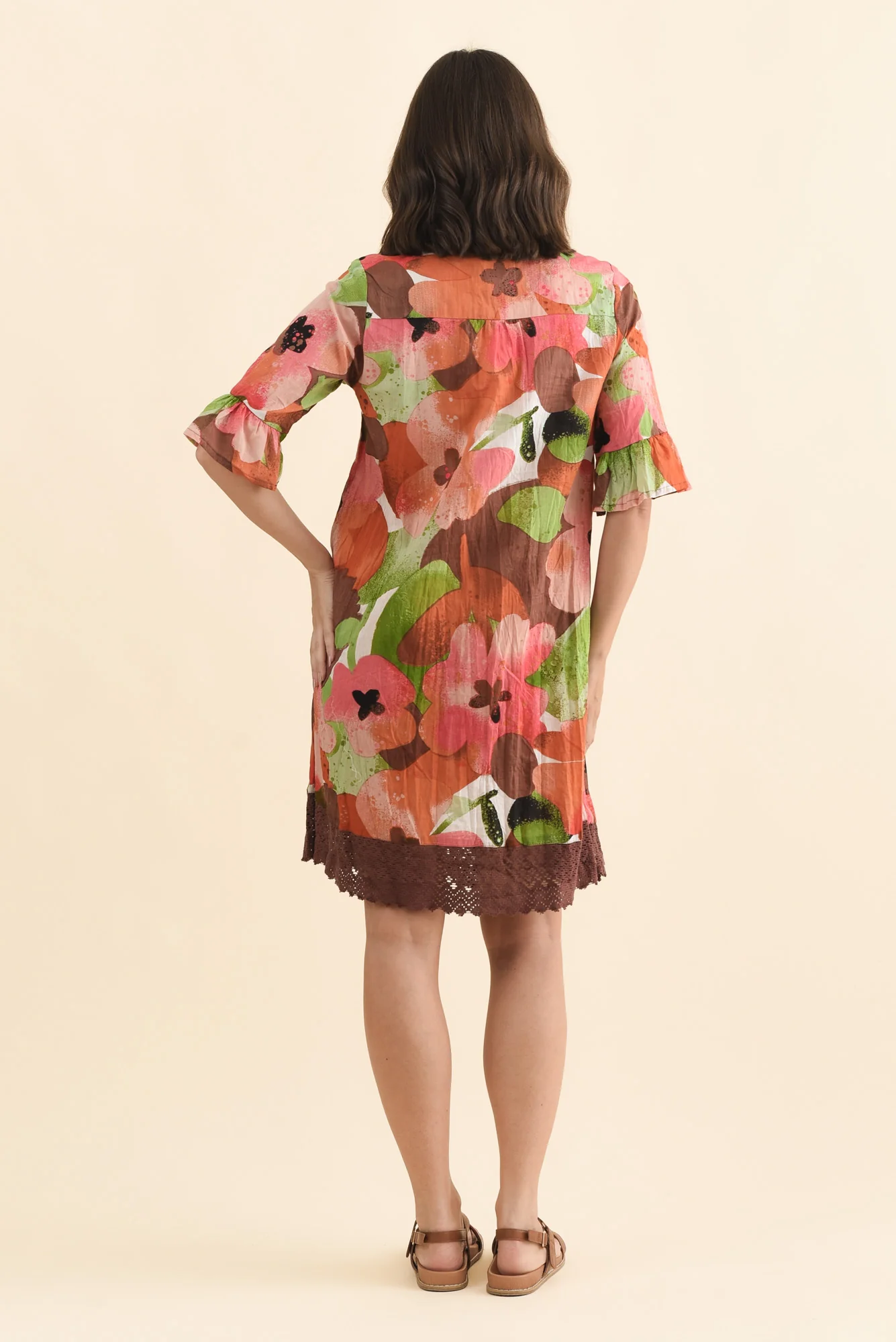 Cayman Pink Floral Cotton Tunic Dress - Image 4