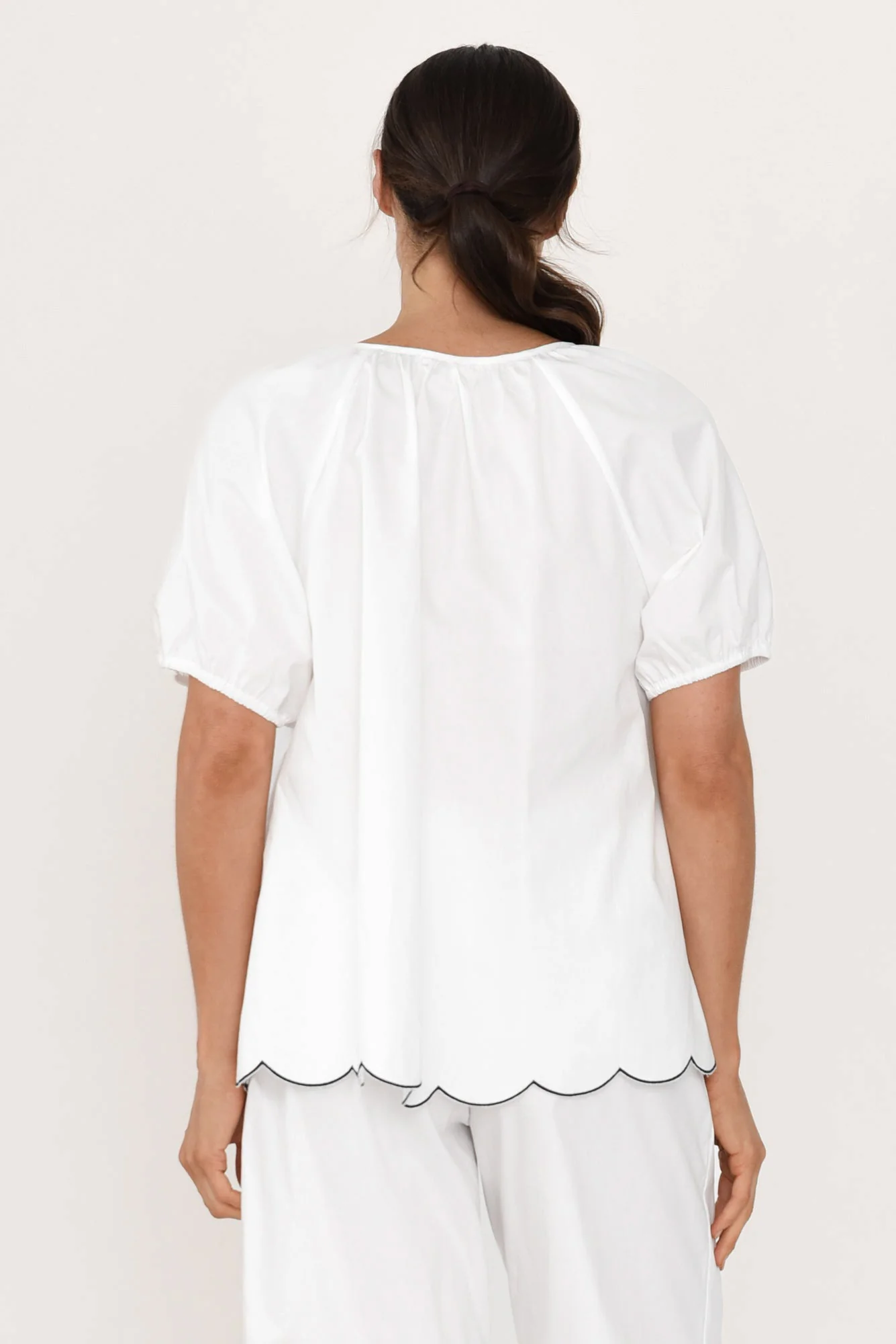 Celia White Cotton Pyjama Top - Image 4