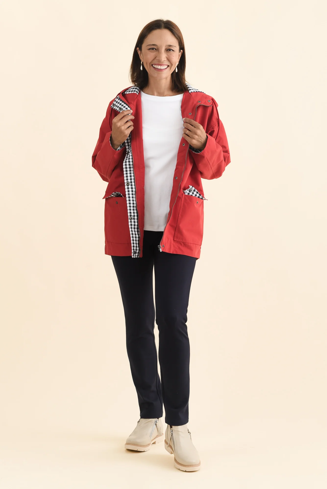 Chelsea Red Hooded Raincoat - Image 6