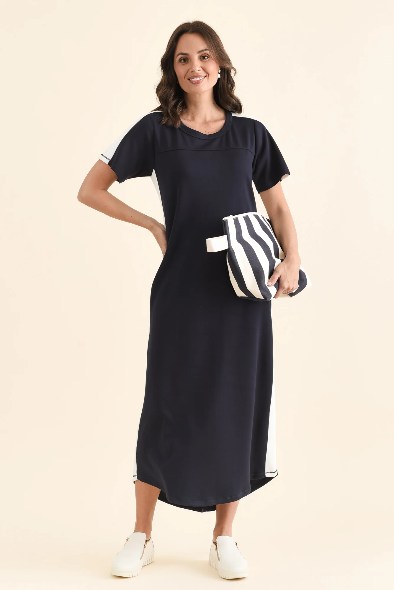 Chicago Navy Stripe Tee Dress