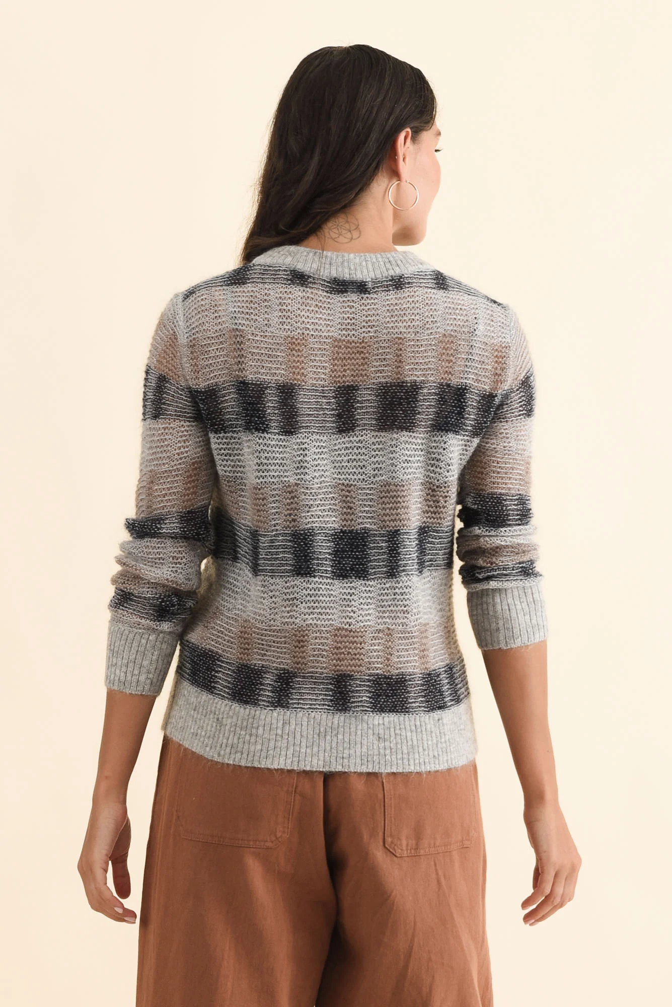 Ciara Grey Stripe Mohair Wool Knit Jumper - Image 4