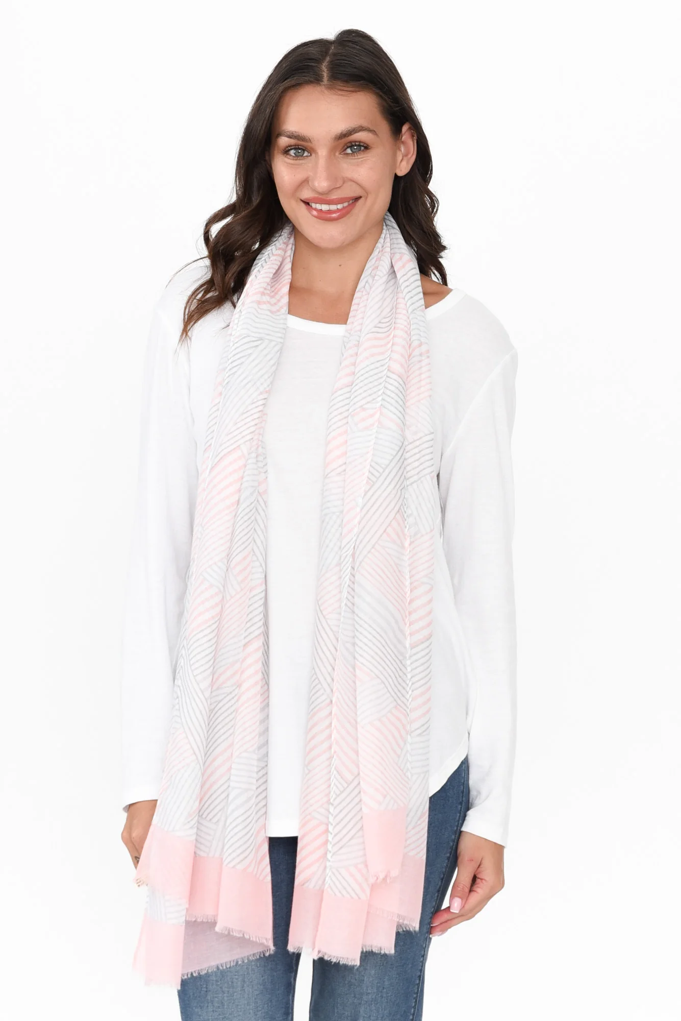 Claret Pink Stripe Scarf - Image 3