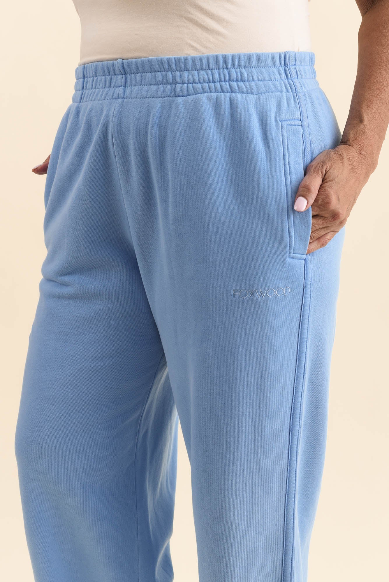 Classic Blue Cotton Split Sweatpants - Image 5