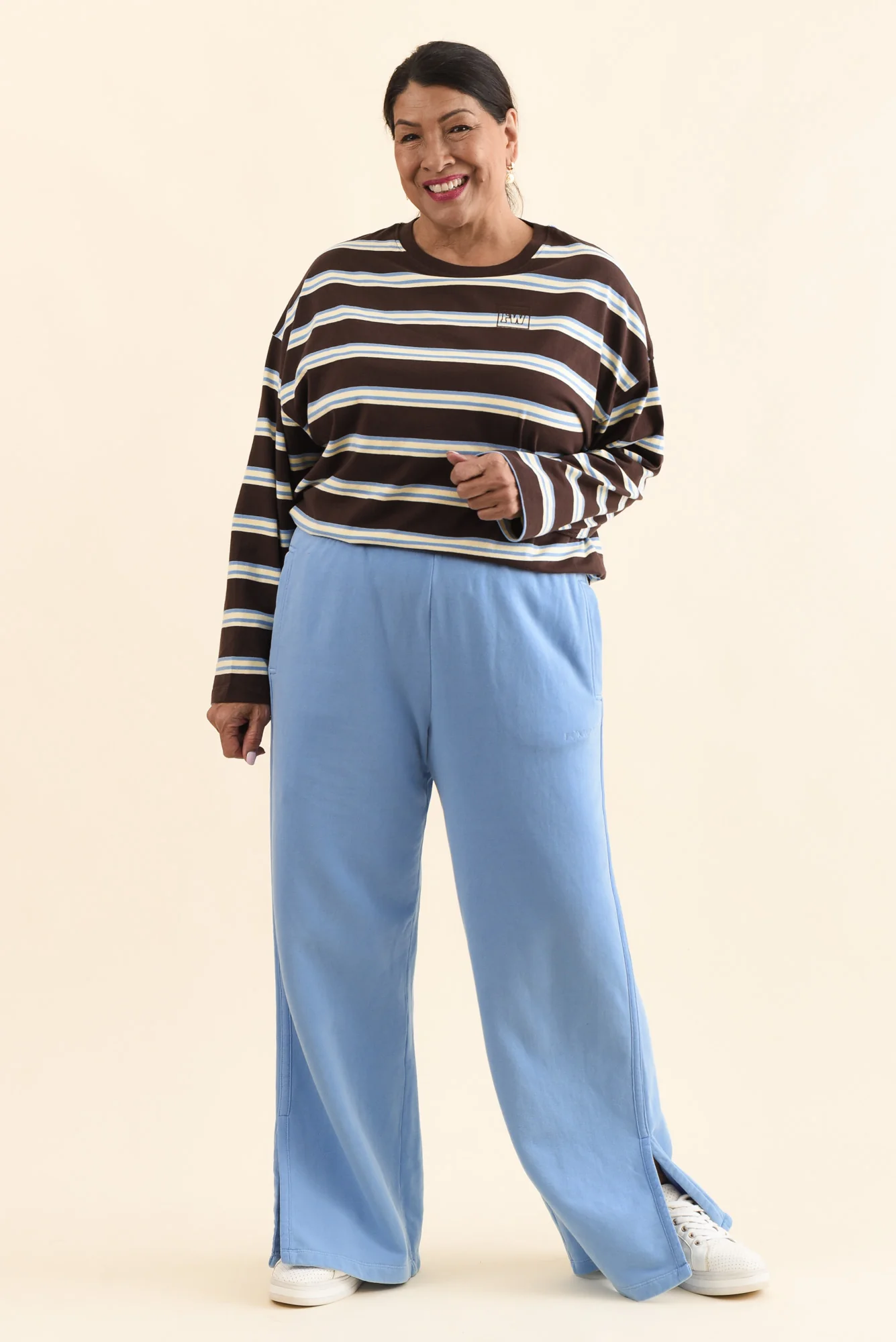 Classic Blue Cotton Split Sweatpants - Image 6