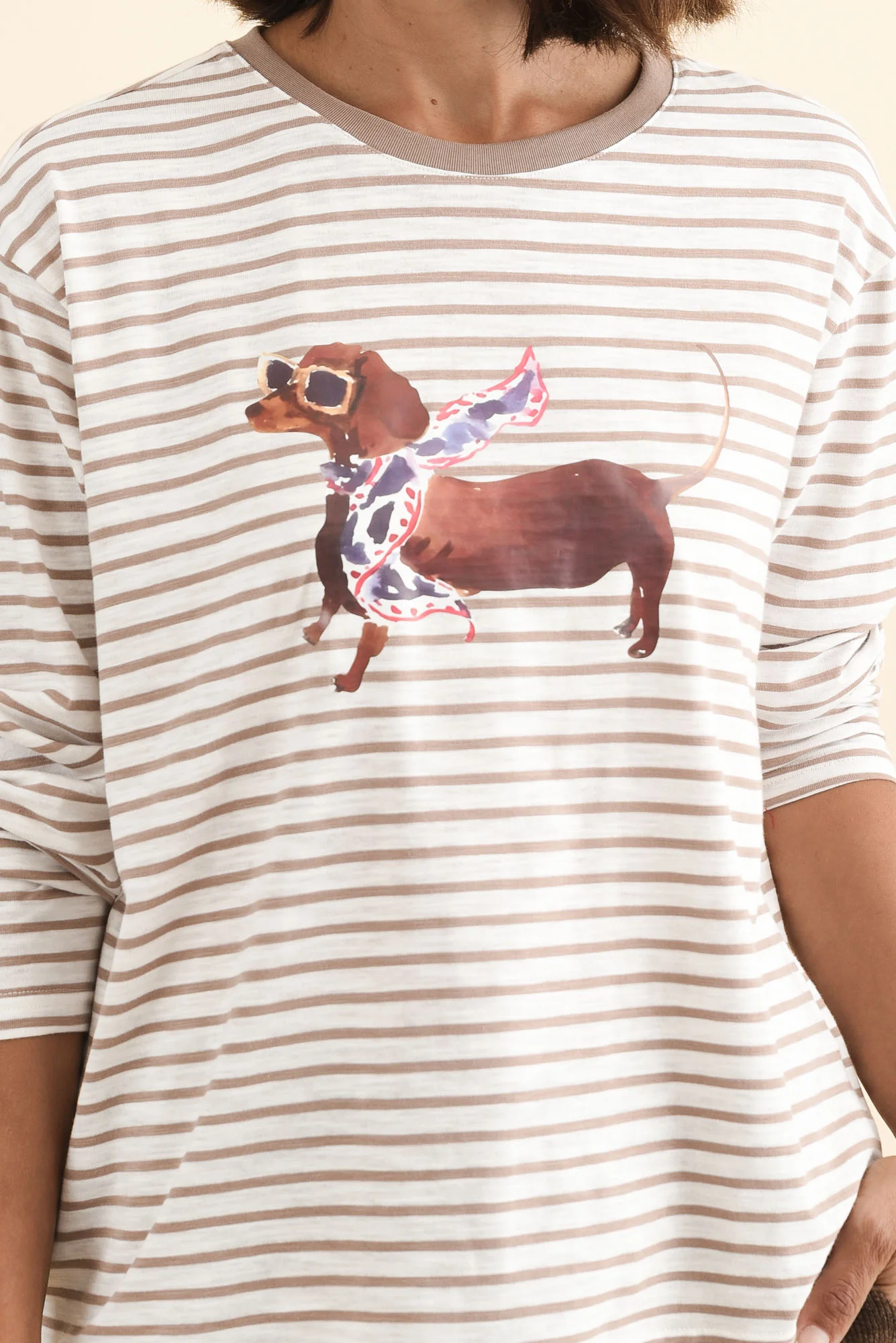 Coco Beige Stripe Long Sleeve Tee - Image 5