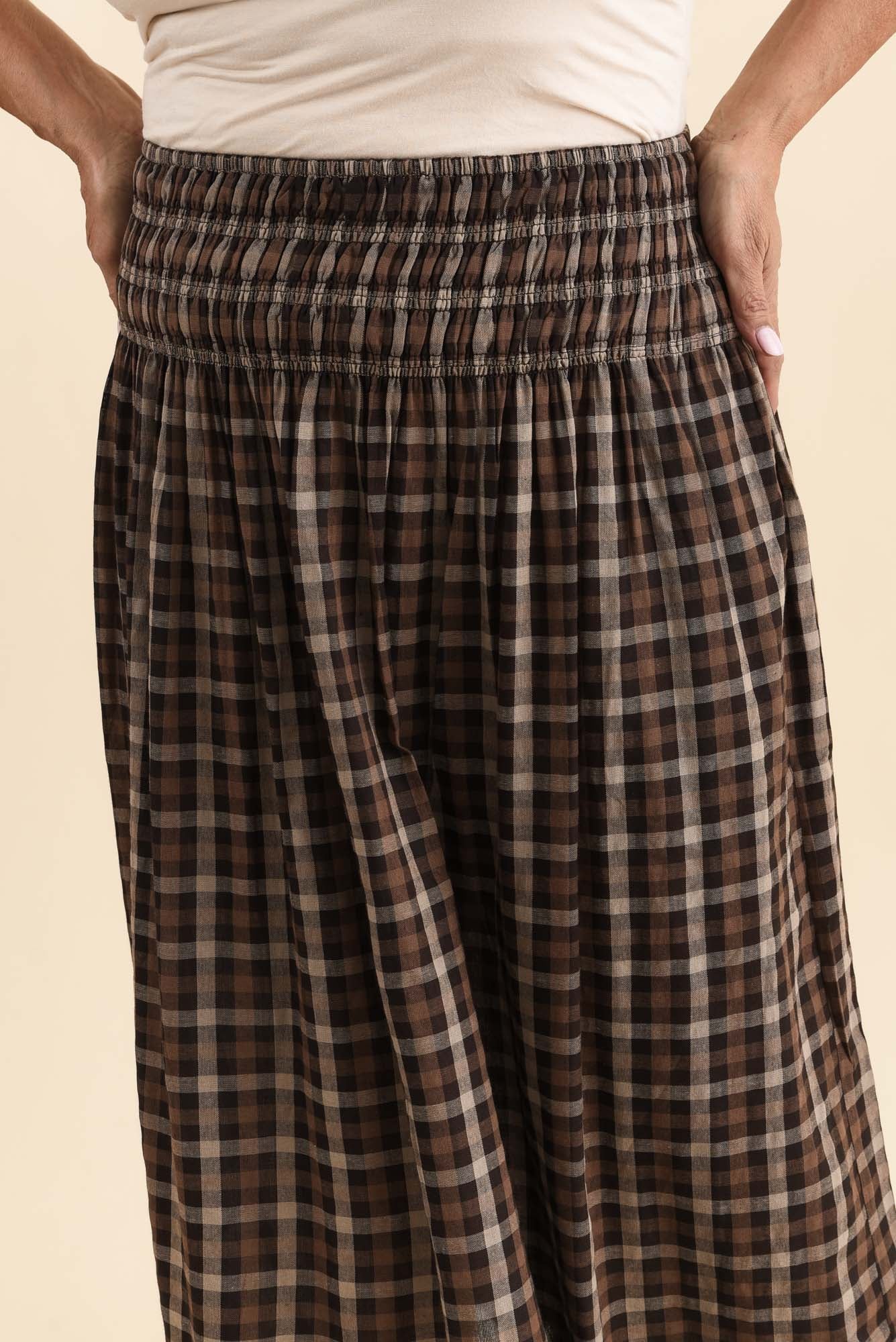 Coco Chocolate Check Cotton Skirt - Image 5