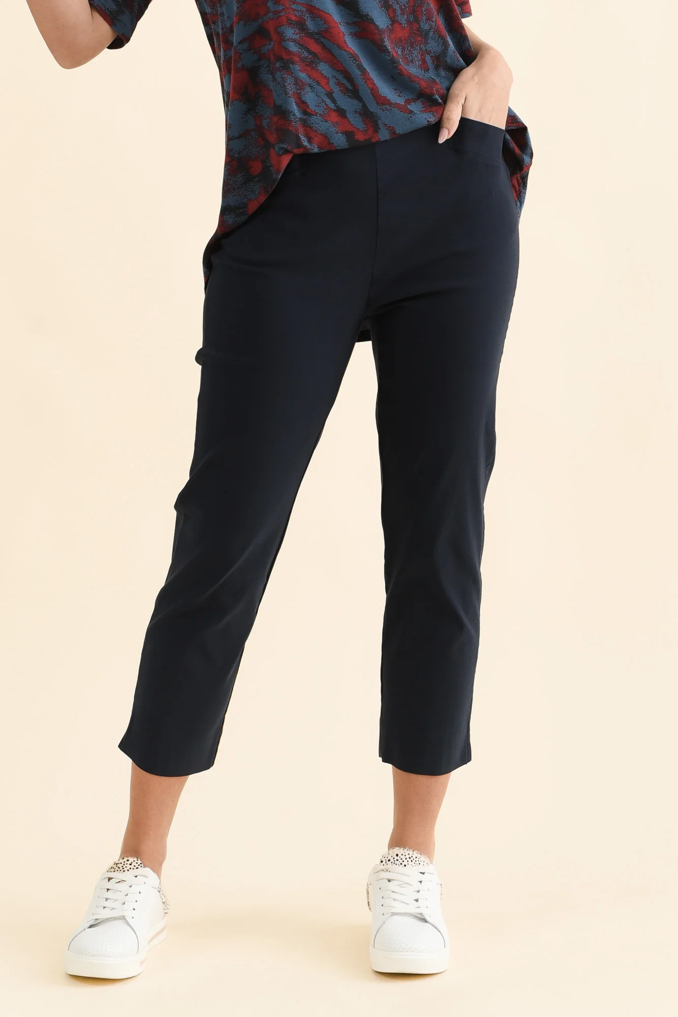 Cody Navy Stretch Capri Pants