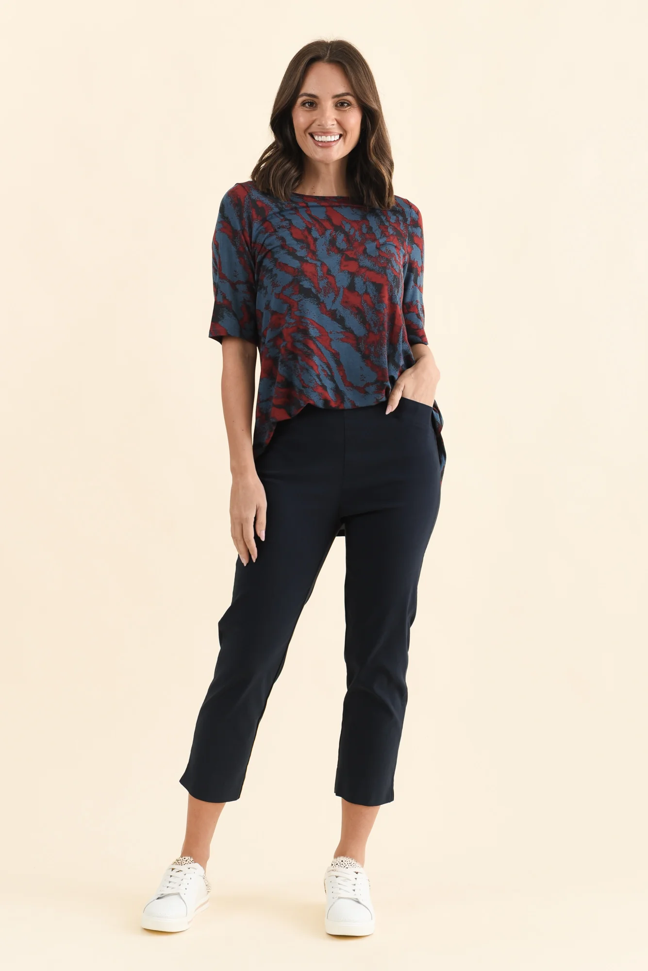 Cody Navy Stretch Capri Pants - Image 2
