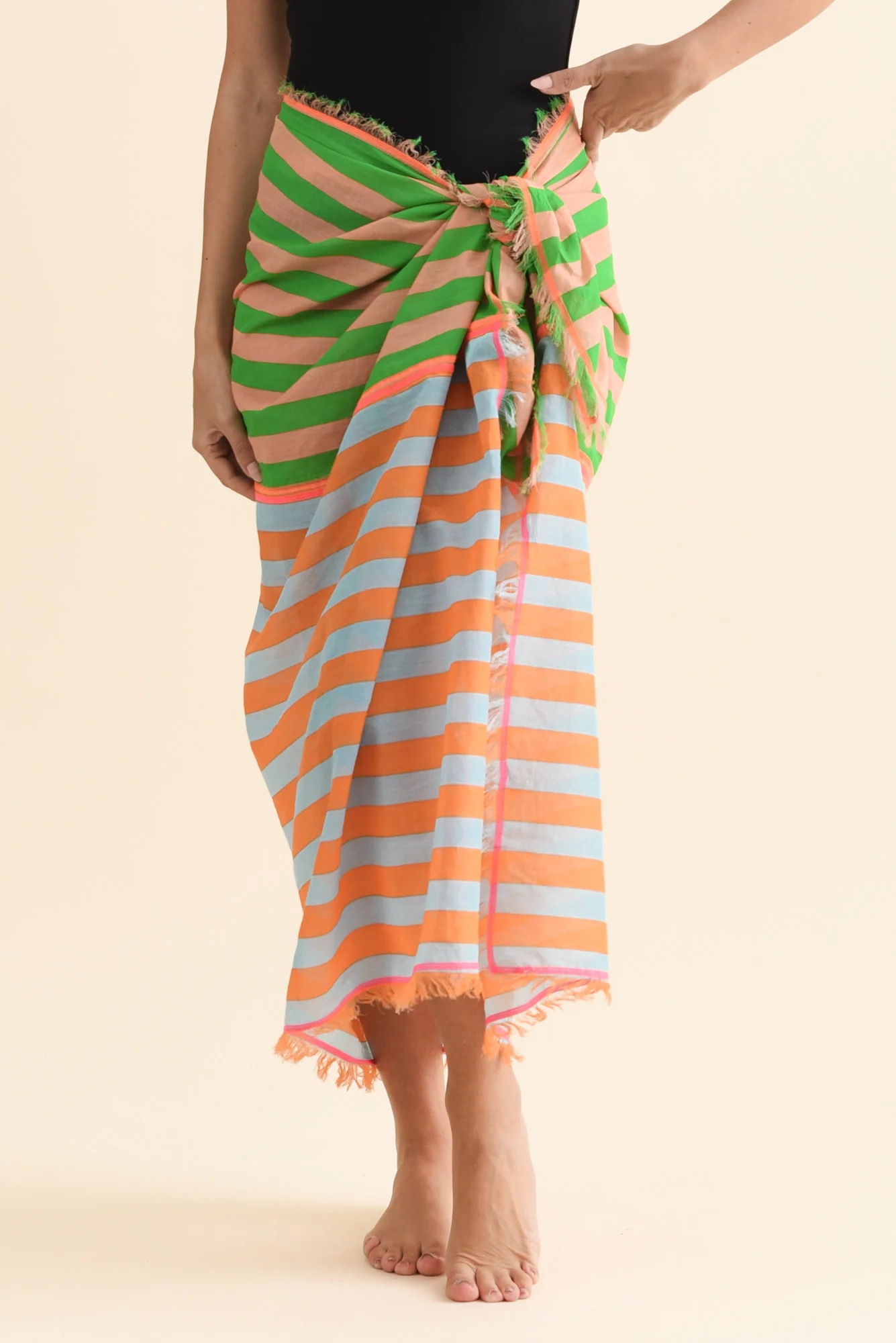 Cosmos Orange Stripe Cotton Sarong