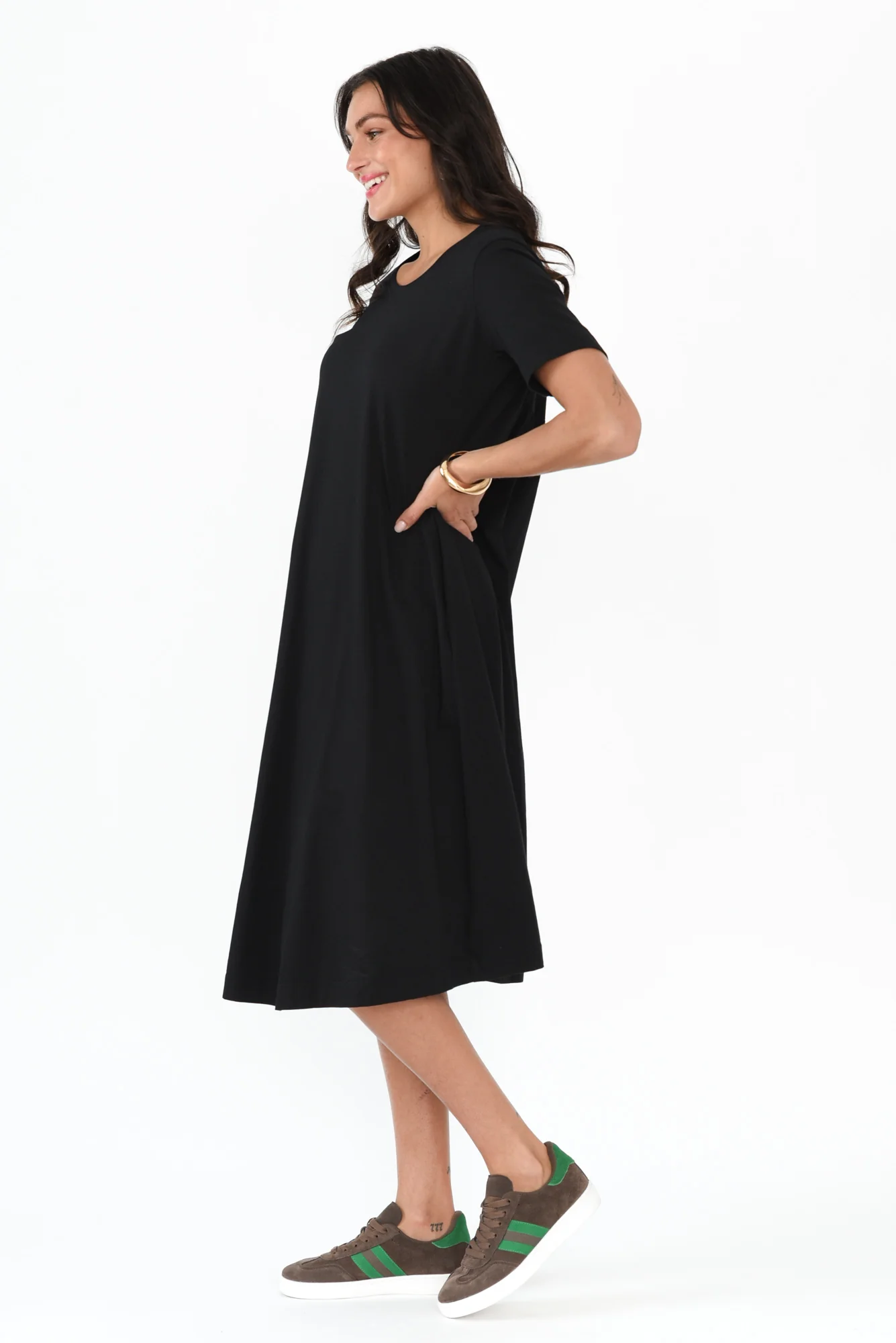 Cynthia Black Cotton Tee Dress - Image 4