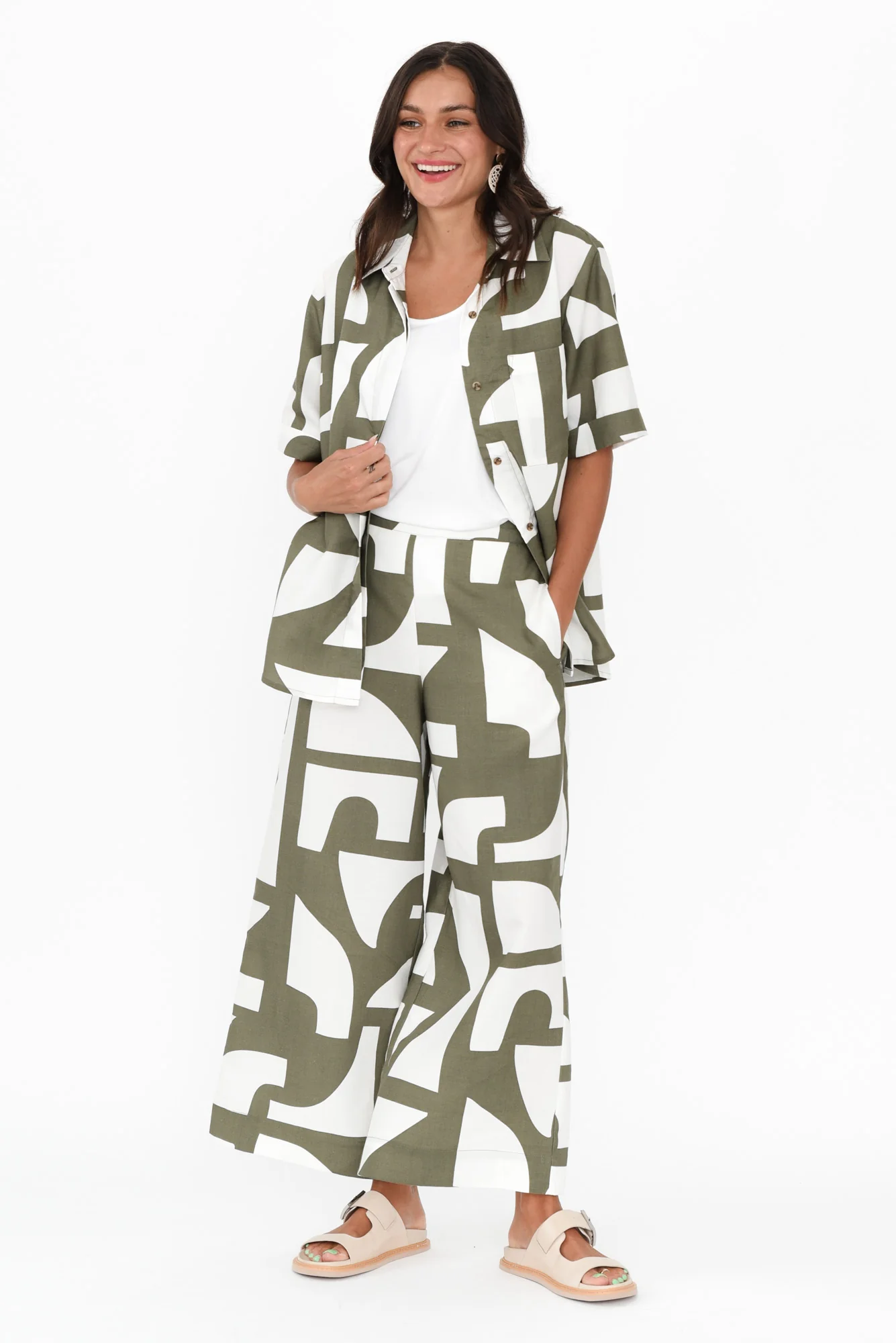 Dali Green Geo Lyocell Blend Pants - Image 8
