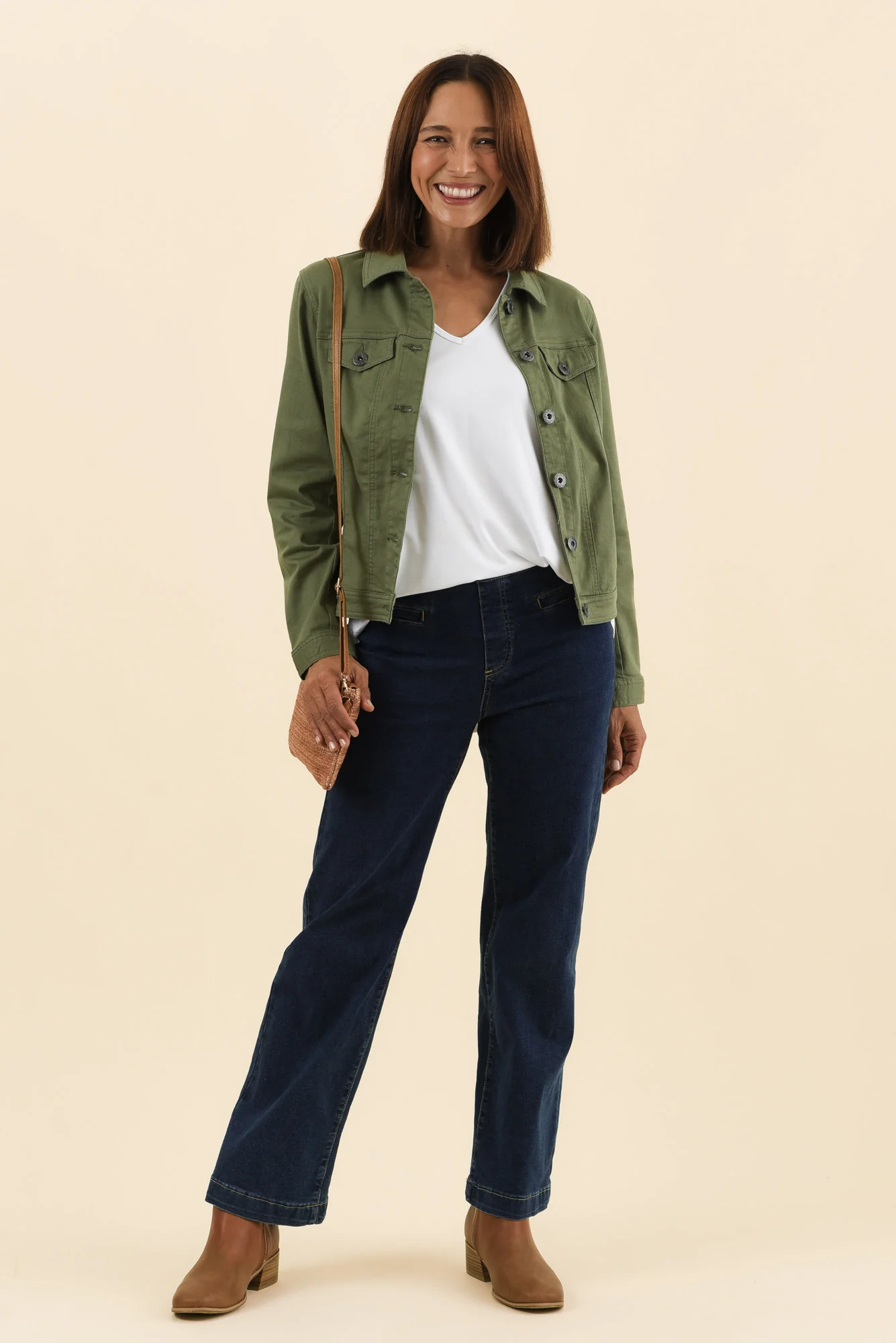 Danielle Khaki Stretch Jean Jacket - Image 7
