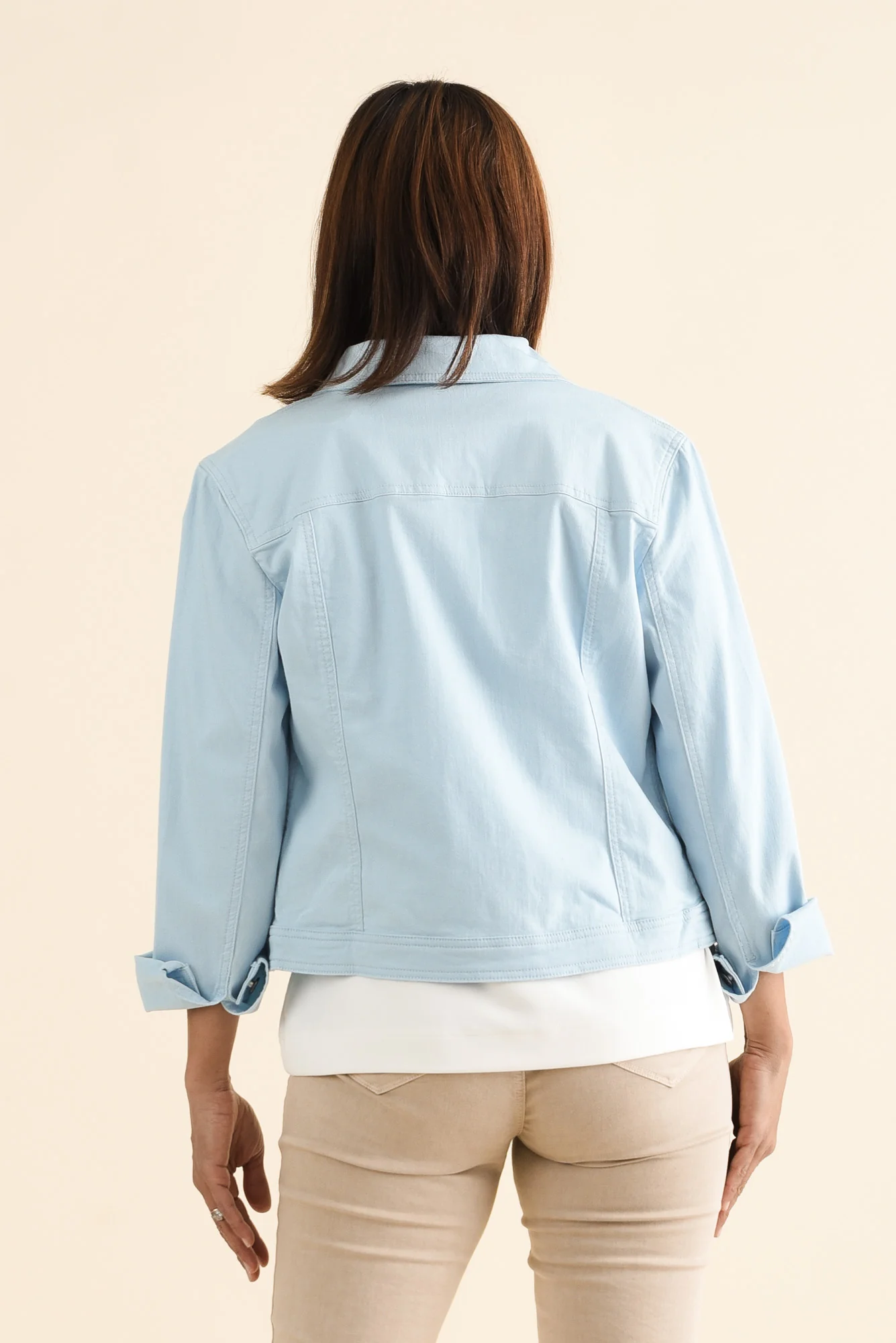 Danielle Light Blue Stretch Jean Jacket - Image 4