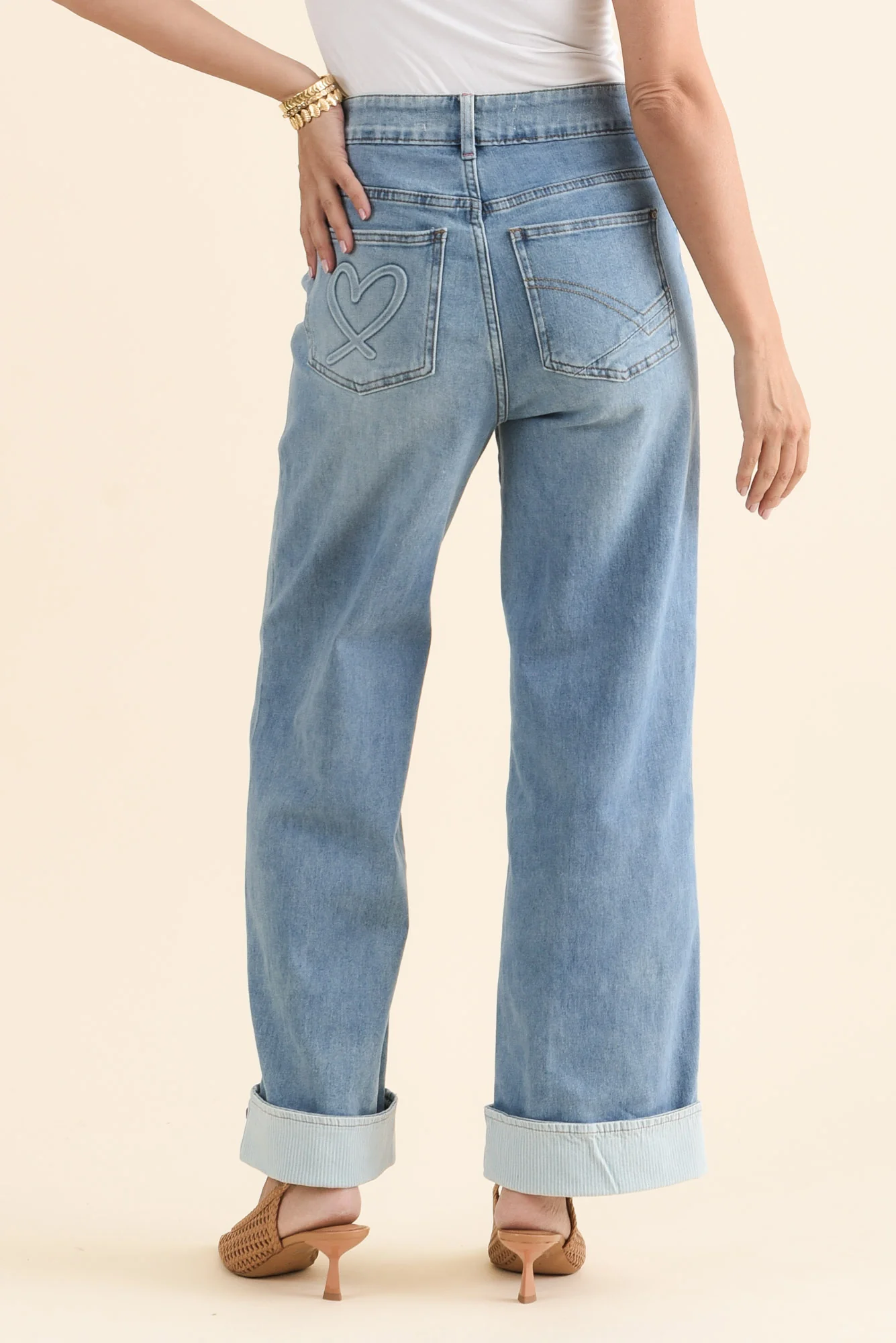 Deb Mid Blue Denim Wide Leg Jeans - Image 4