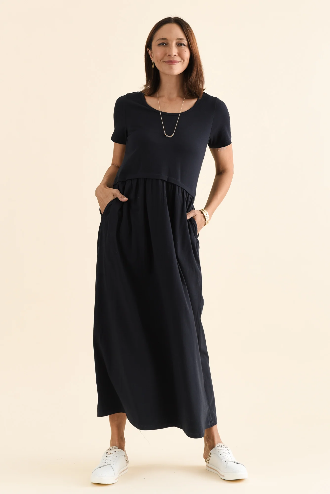 Deidra Navy Cotton Pocket Dress - Image 6