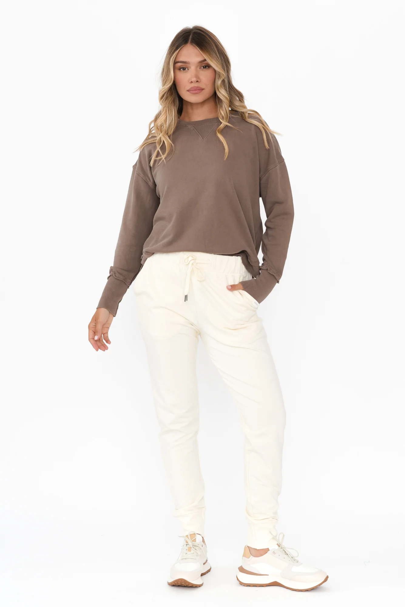 Delilah Mocha Cotton Crewneck Sweatshirt - Image 6