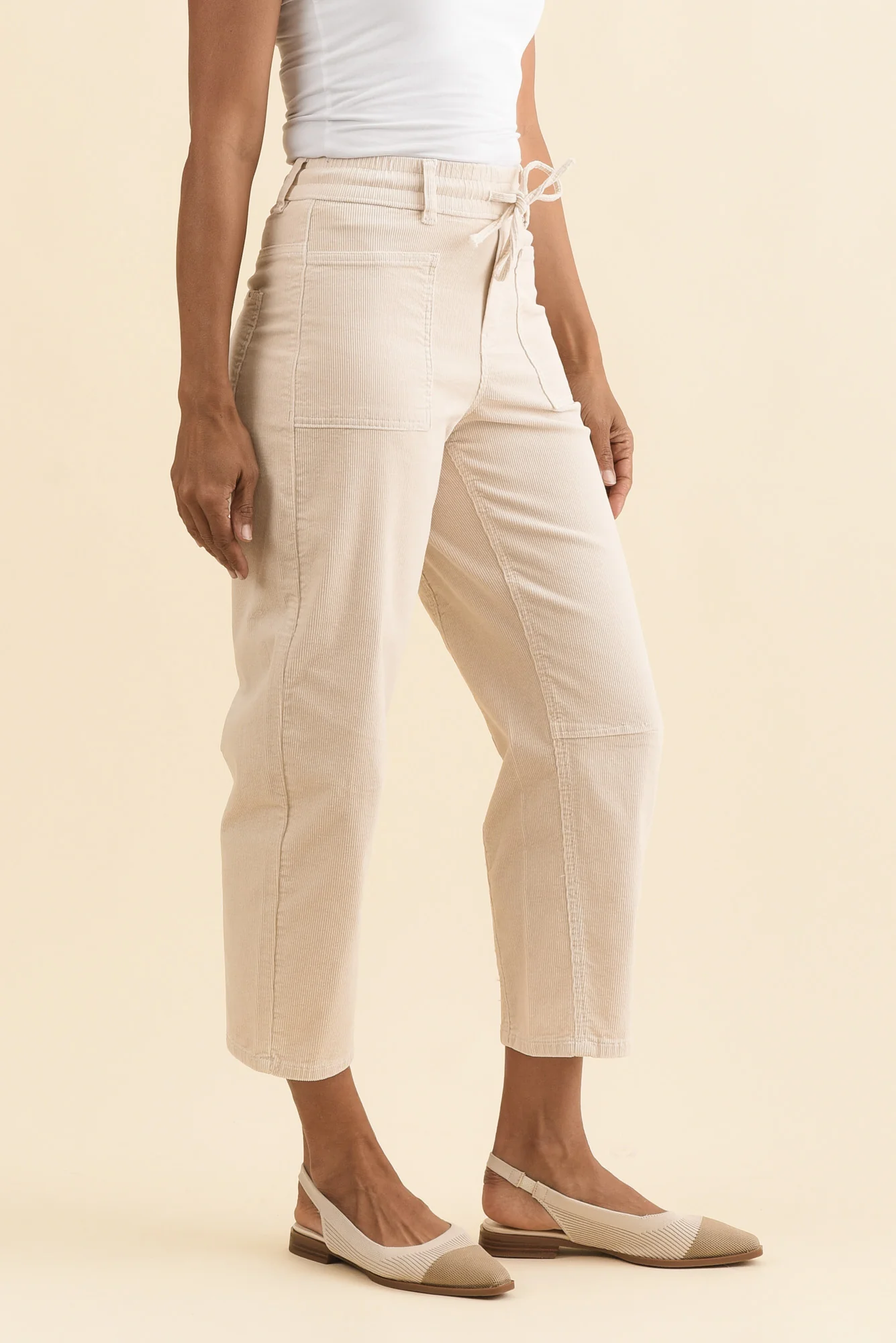 Denny Cream Corduroy Barrel Jeans - Image 3