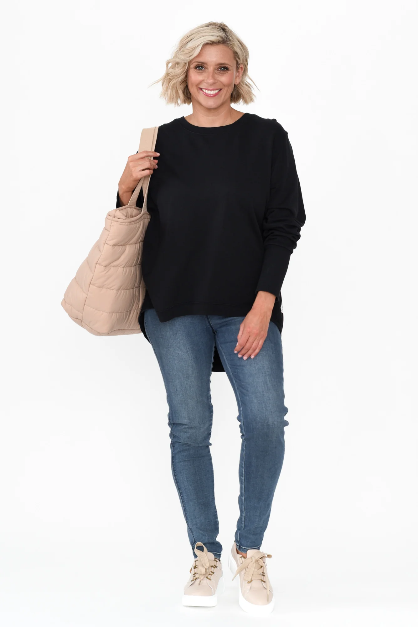Divine Black Cotton Crew Sweatshirt - Image 2