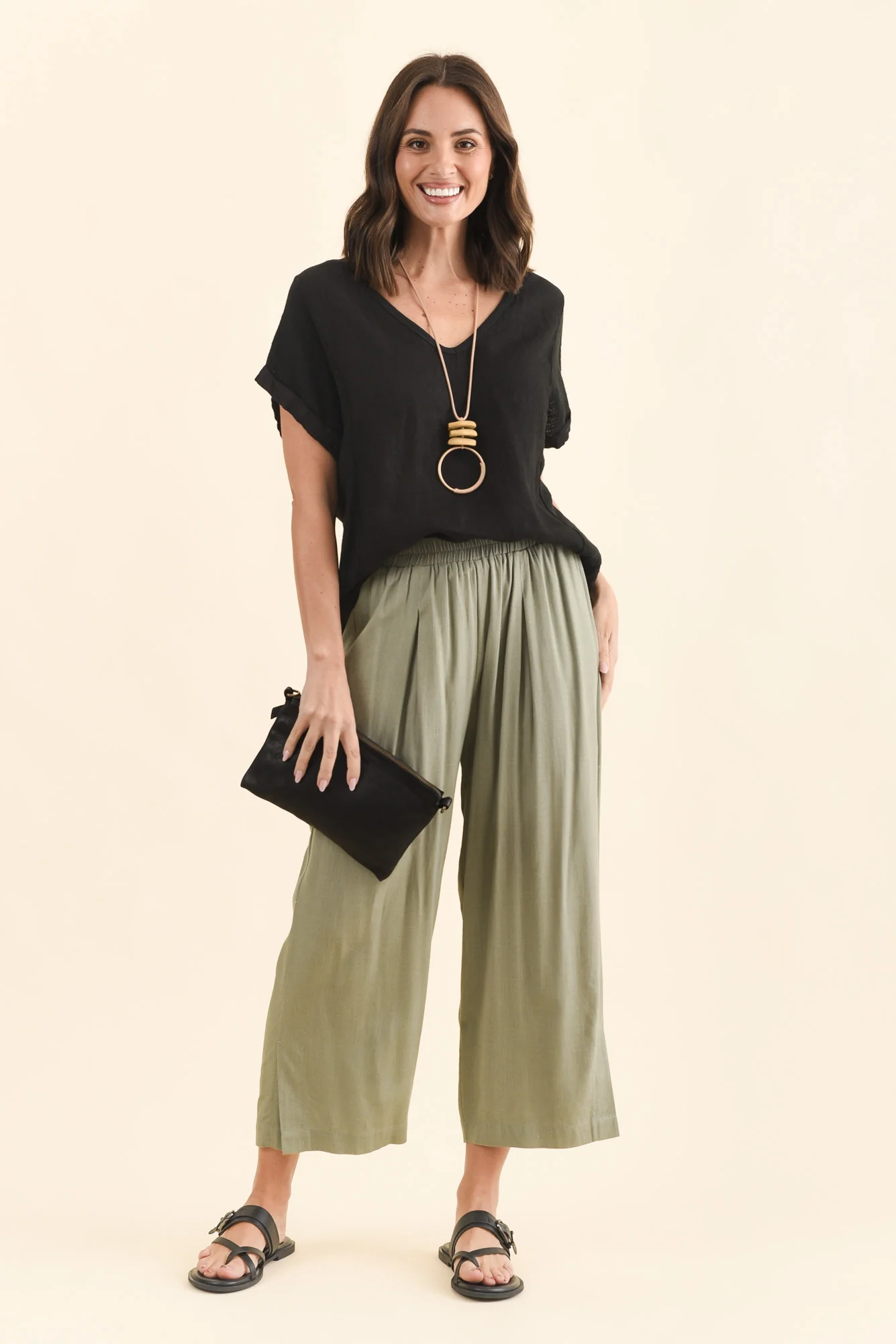 Dorian Black Linen Cotton Top - Image 2
