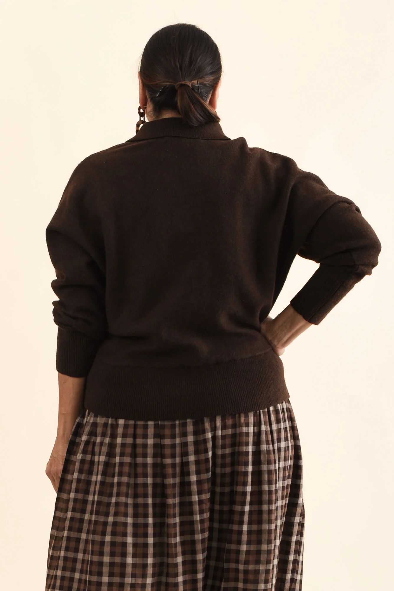 Elea Dark Brown Knit Polo Jumper - Image 5