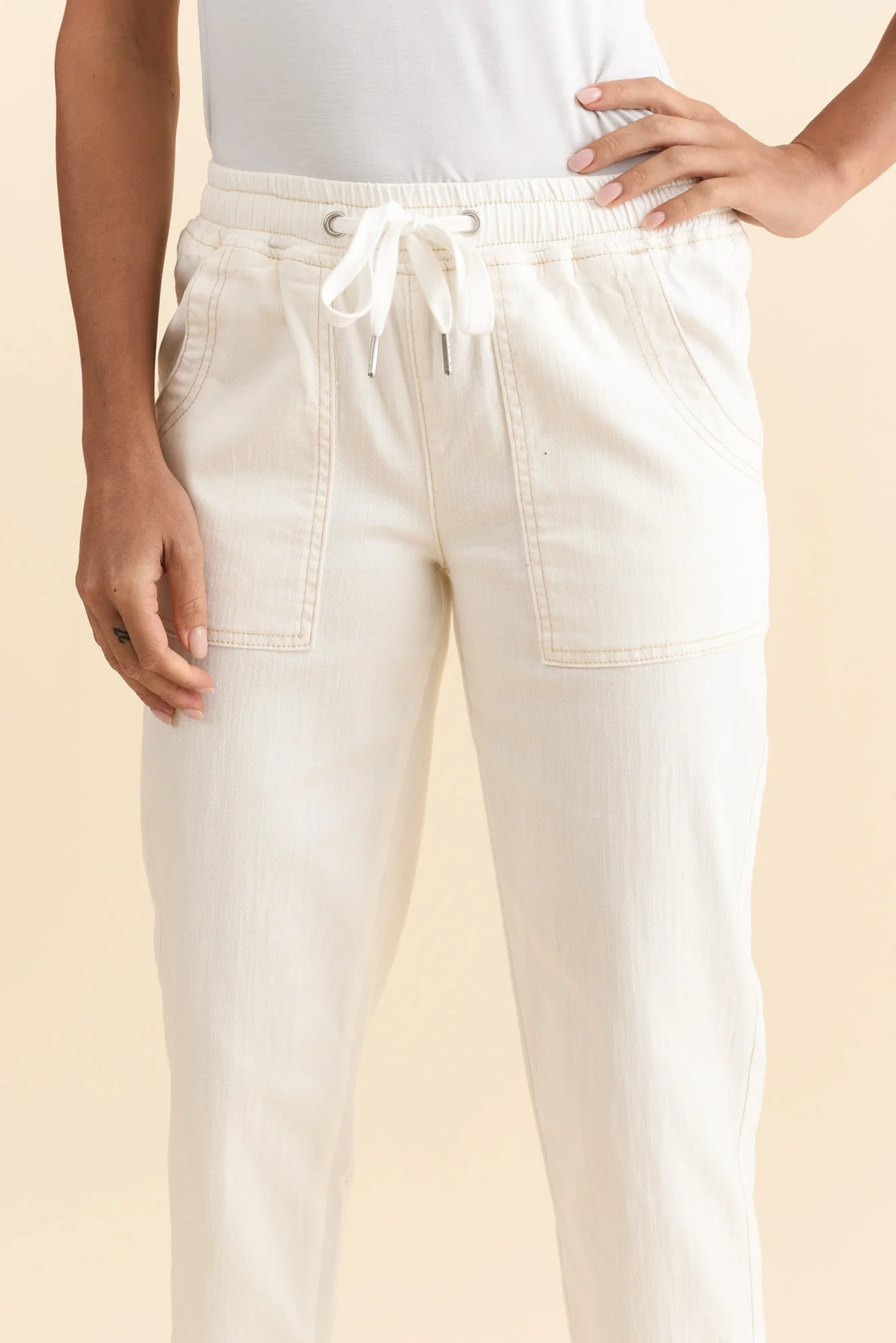 Eliana White Cotton Stretch Jeans - Image 6