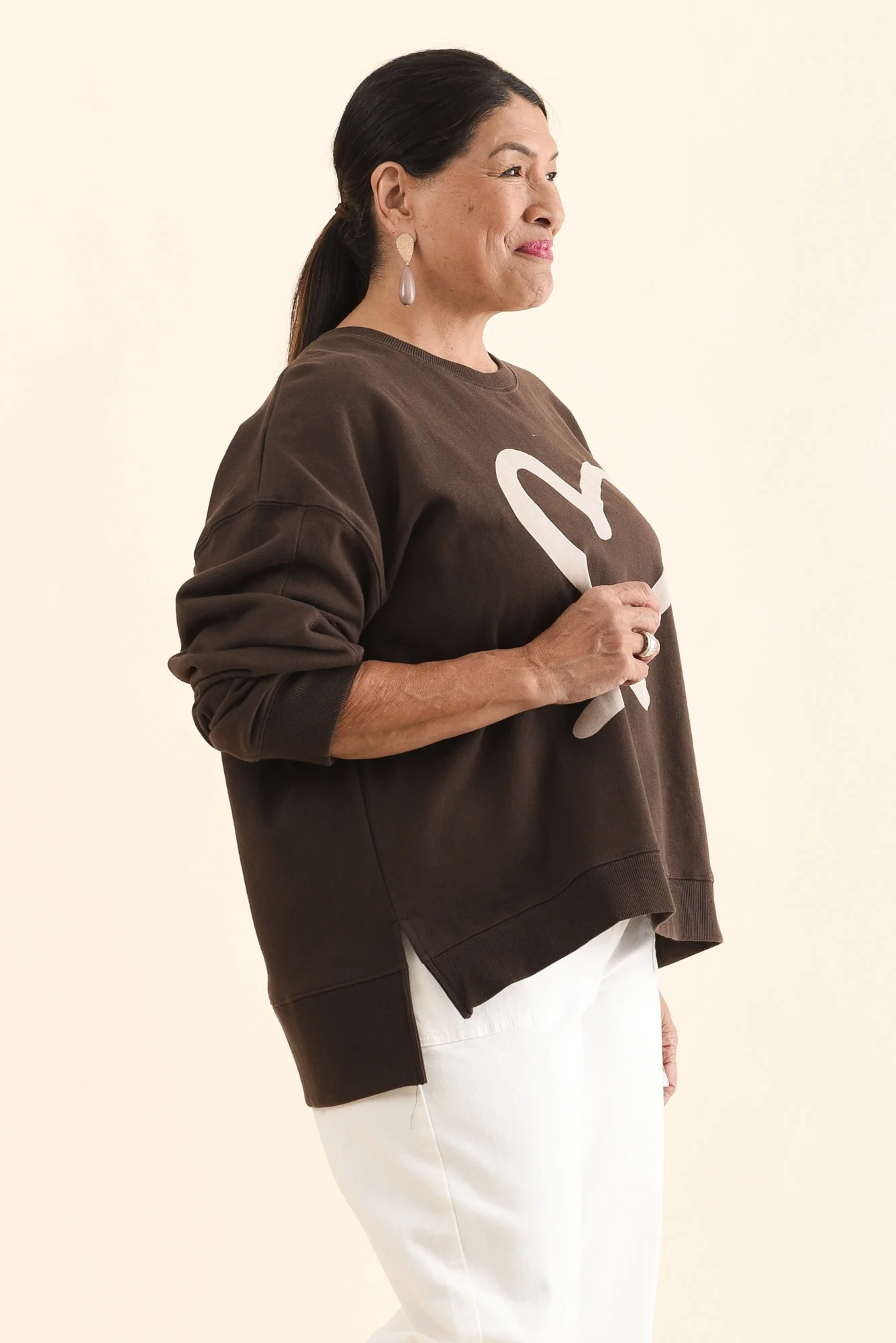 Elin Chocolate Heart Cotton Sweatshirt - Image 3