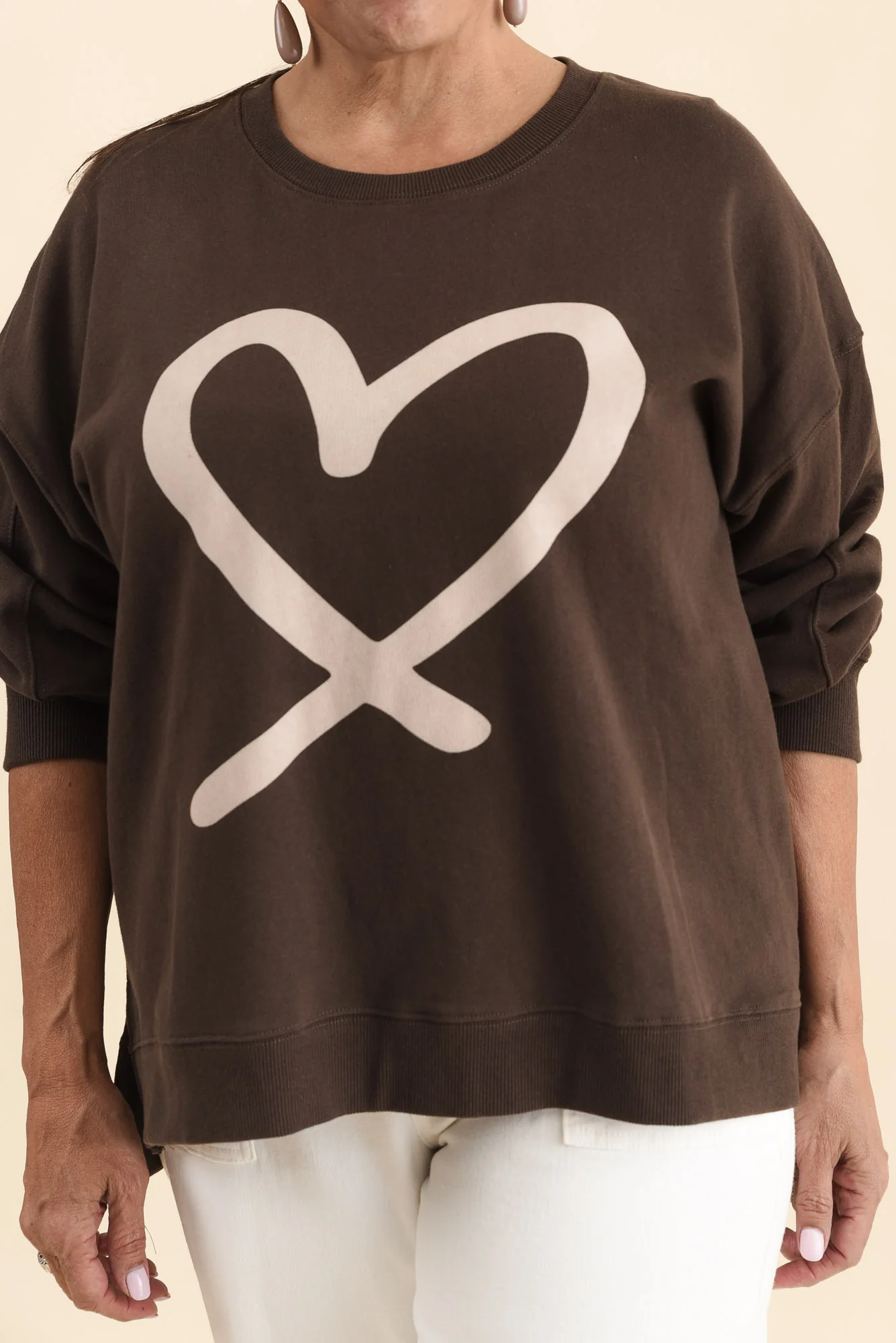 Elin Chocolate Heart Cotton Sweatshirt - Image 5