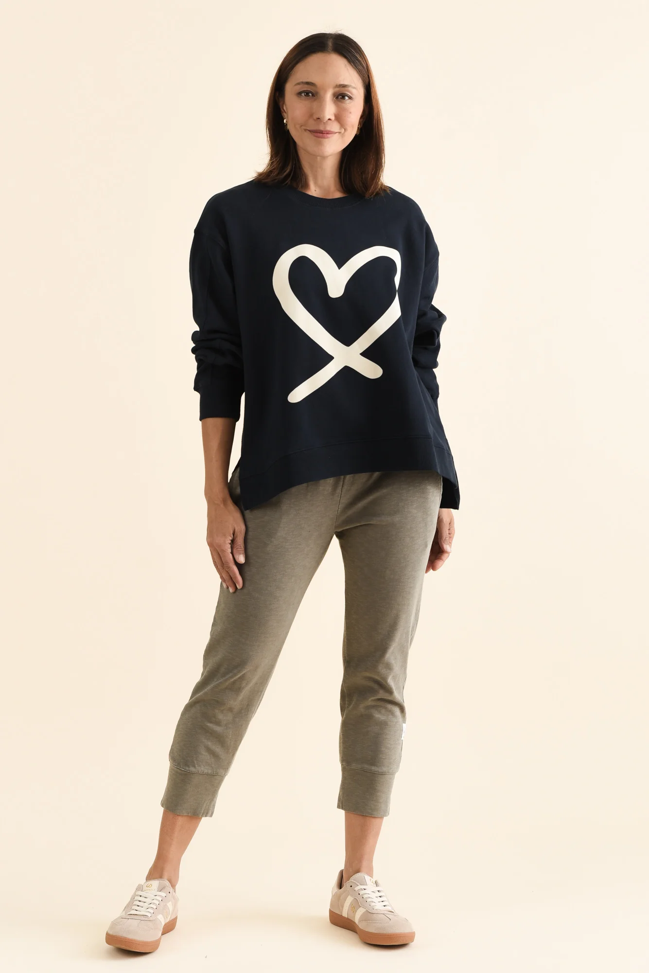 Elin Navy Heart Cotton Sweatshirt - Image 2