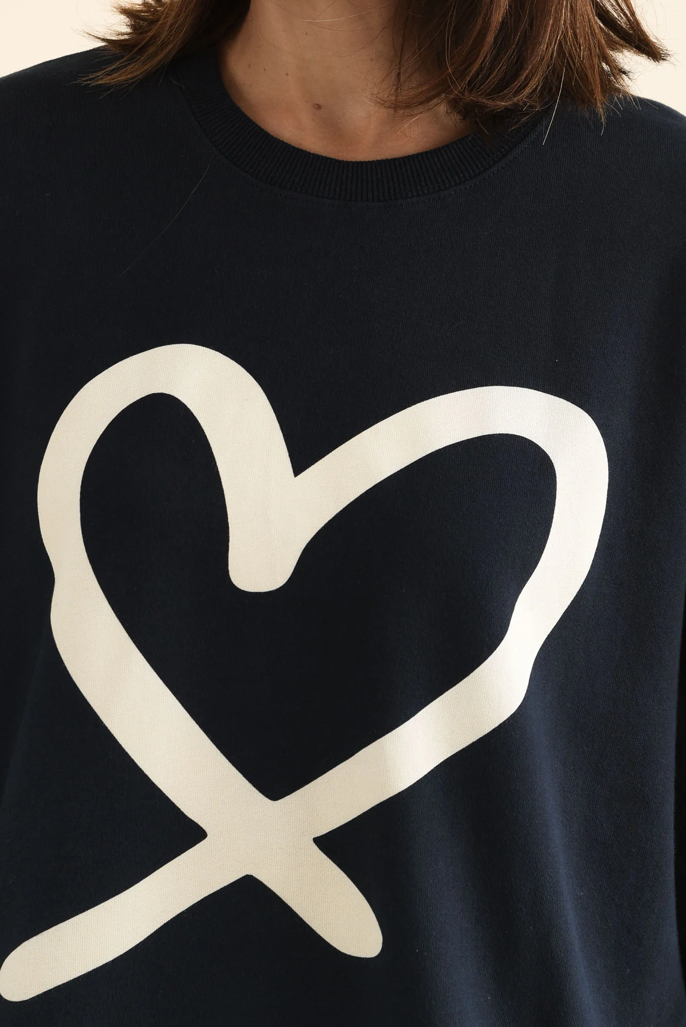 Elin Navy Heart Cotton Sweatshirt - Image 5