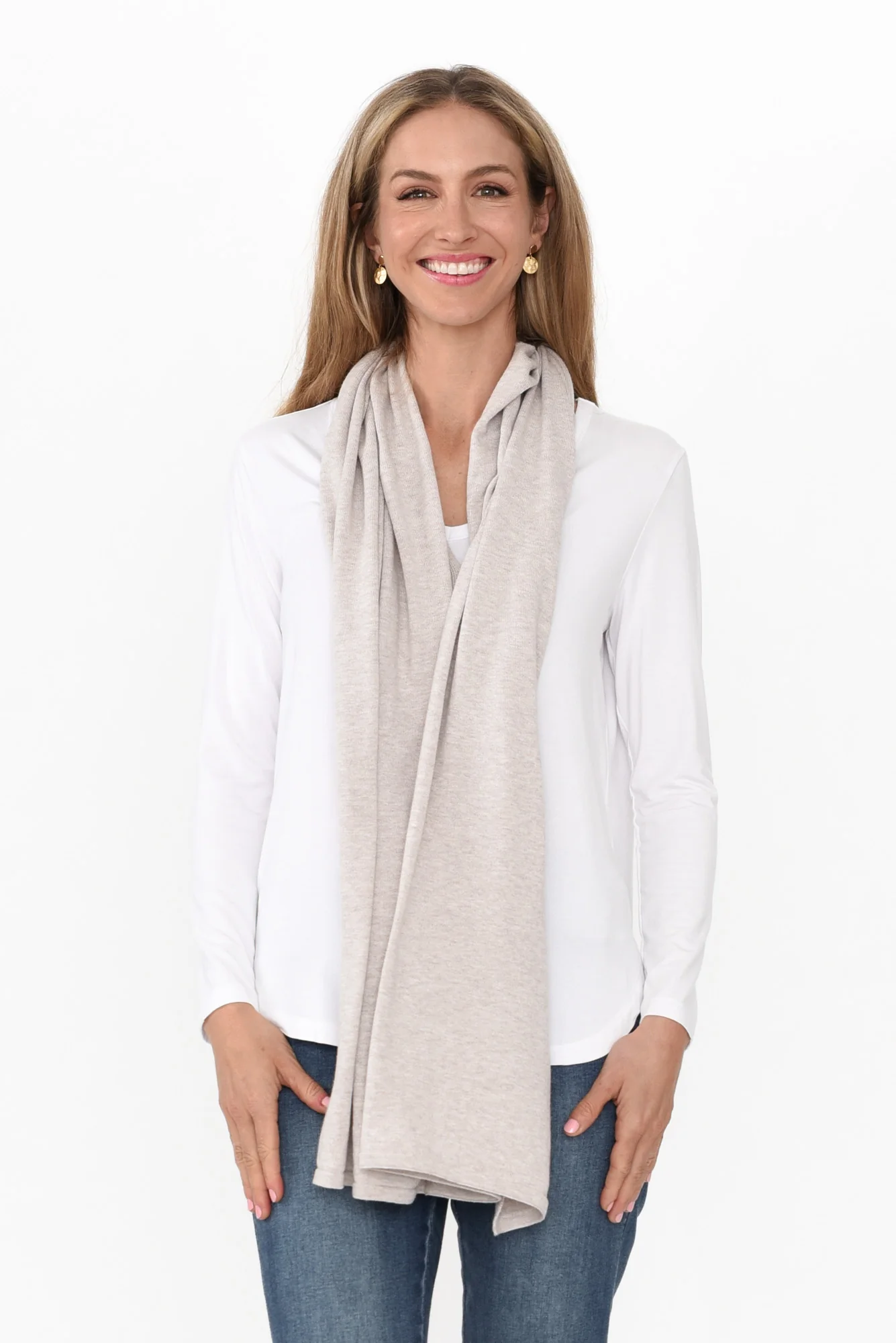 Elorie Beige Cotton Cashmere Poncho - Image 4