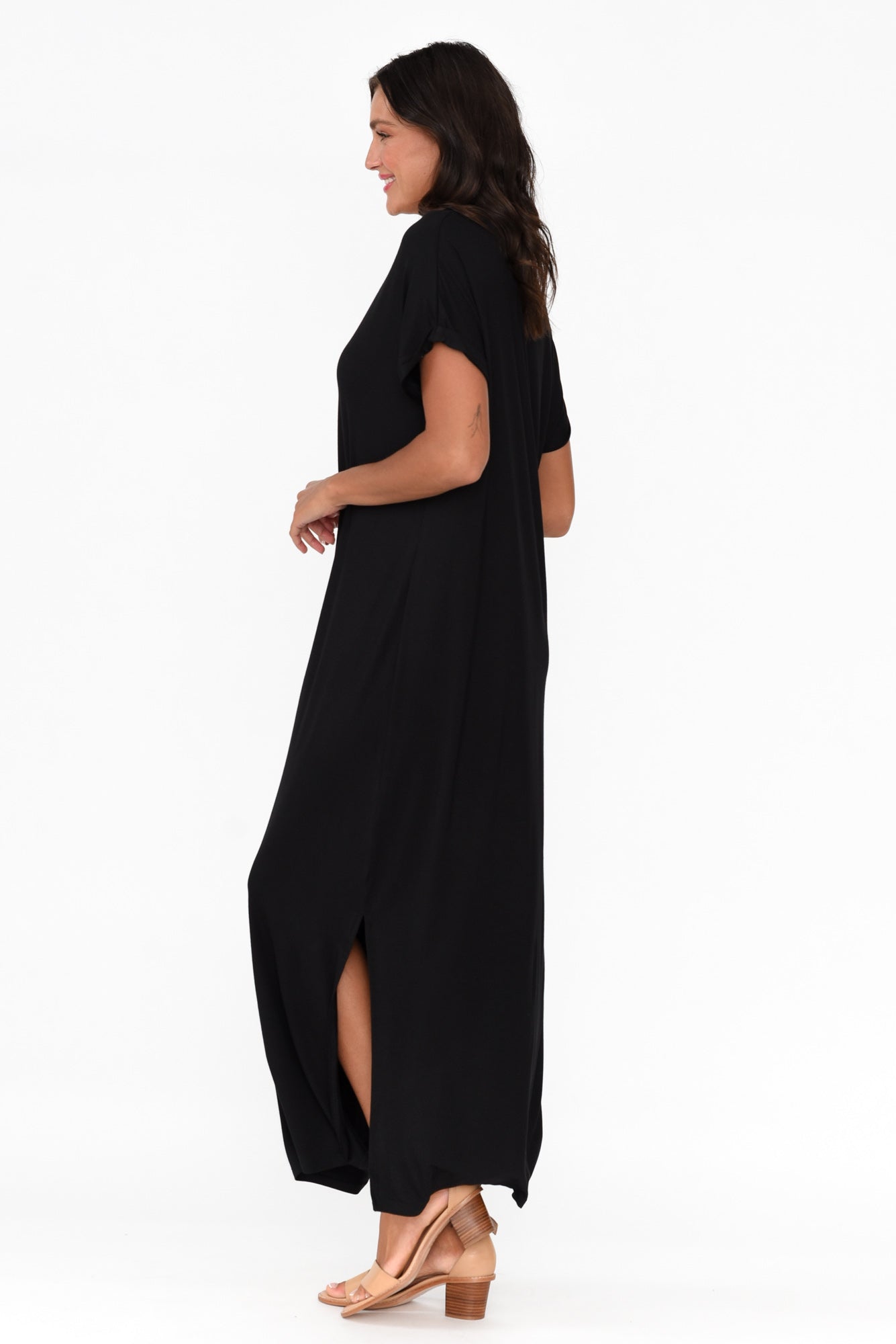 Elsie Black Bamboo Dress - Image 5