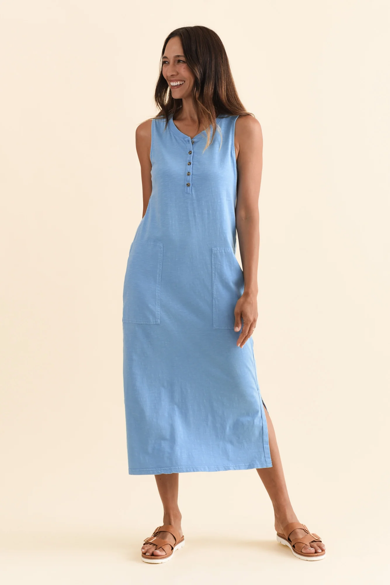 Elysian Blue Cotton Pocket Dress - Image 6