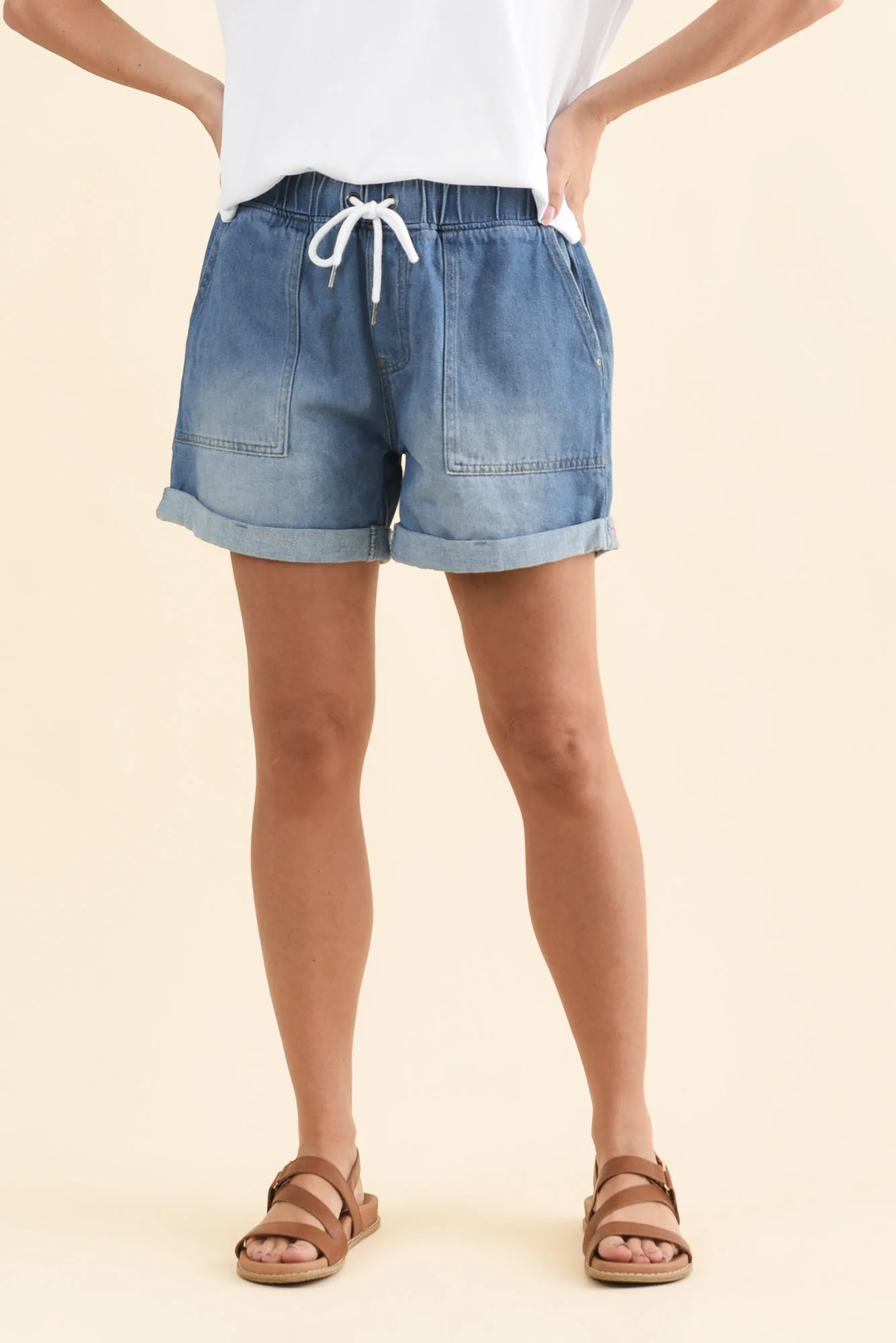 Emma Blue Denim Relaxed Shorts - Image 2