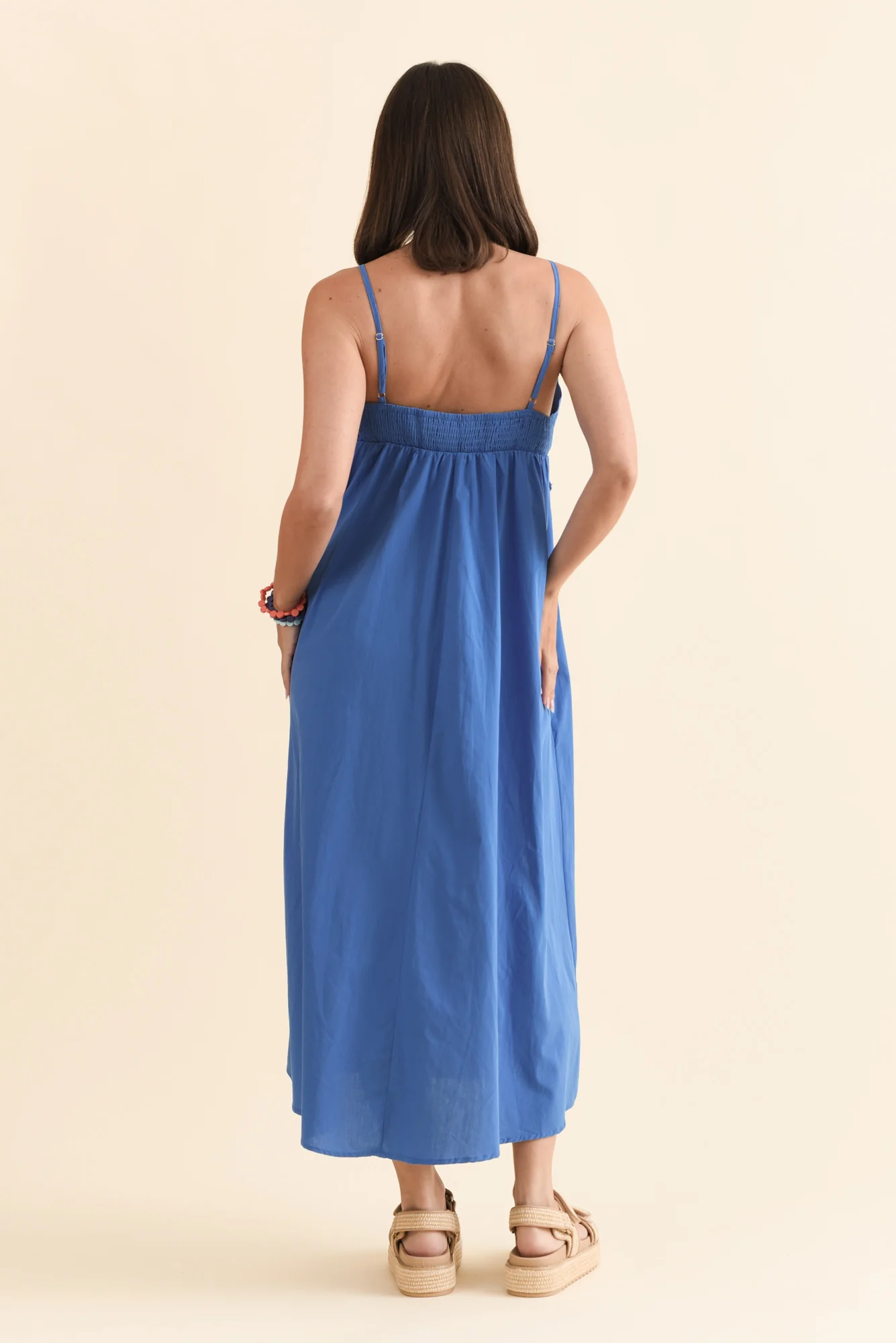 Essen Cobalt Cotton Poplin Embroidered Dress - Image 5