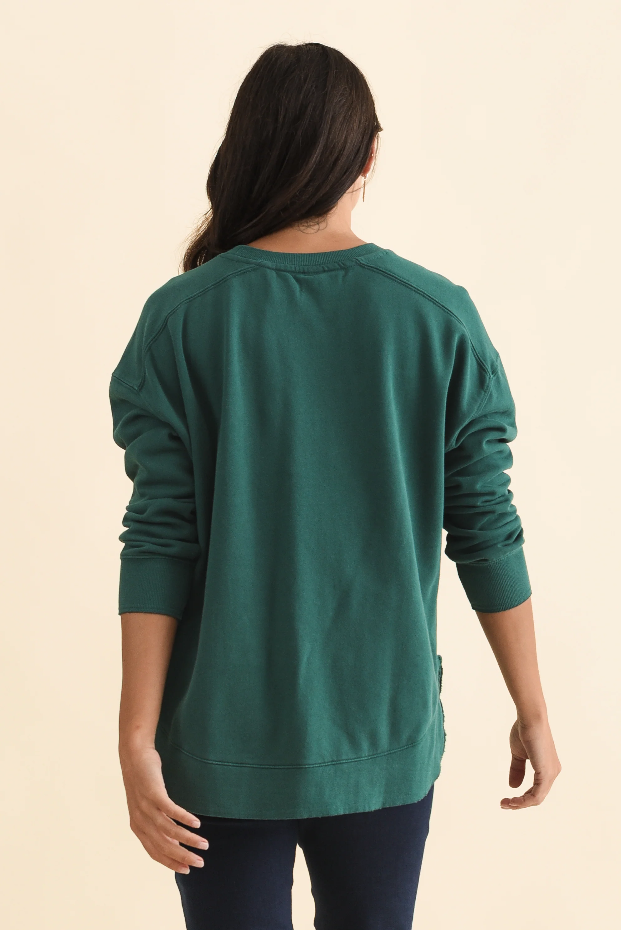 Established Teal Cotton Crewneck Sweatshirt - Image 4
