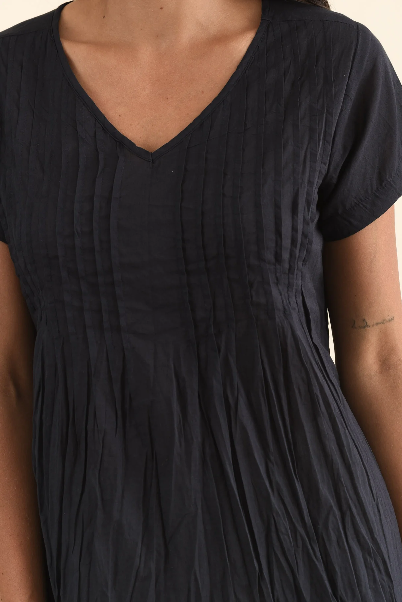 Fia Navy Crinkle Cotton Top - Image 6
