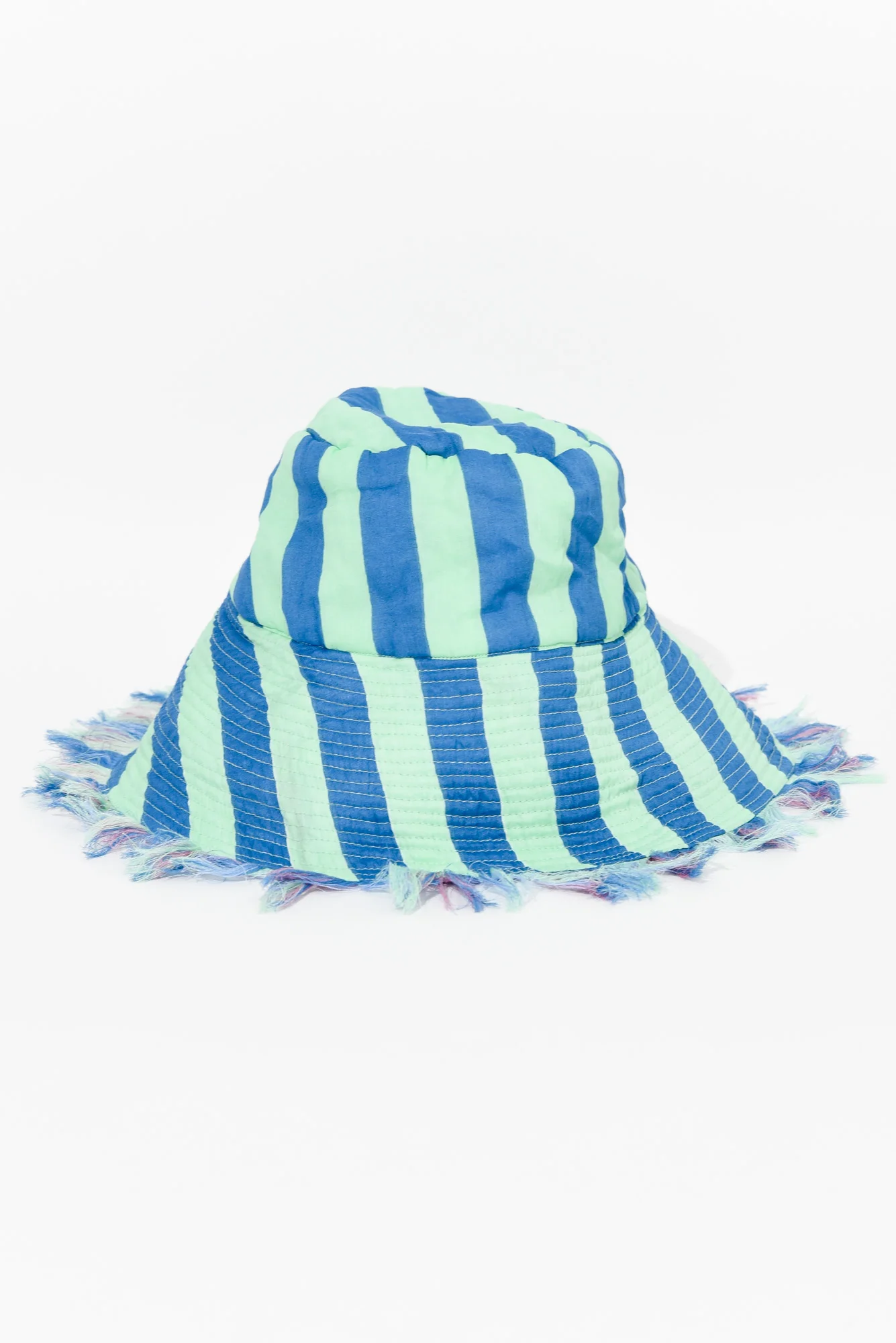 Fray Blue Stripe Cotton Wide Brim Hat - Image 2