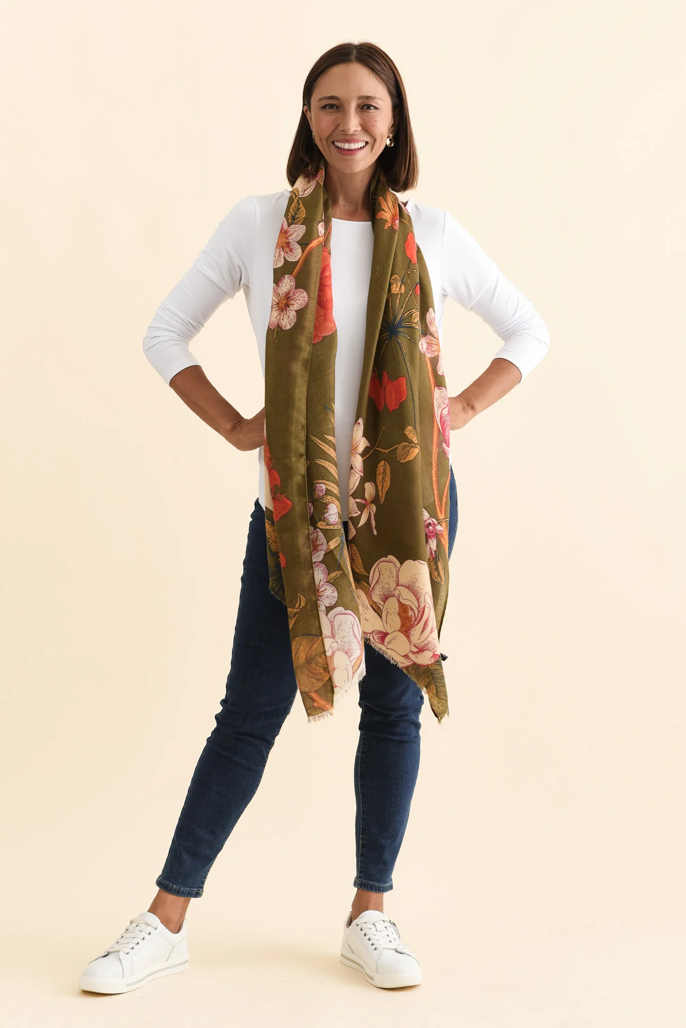 Fredo Dark Green Floral Scarf - Image 2