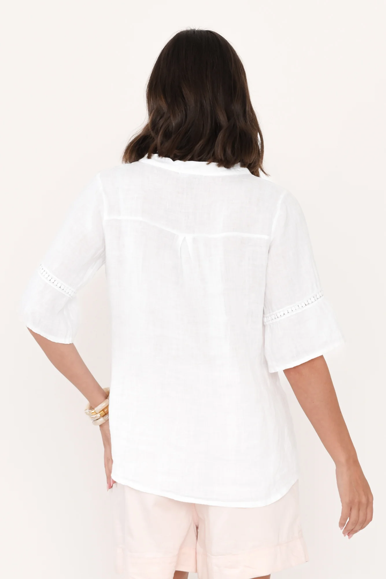 Gemma White Linen Button Top - Image 4
