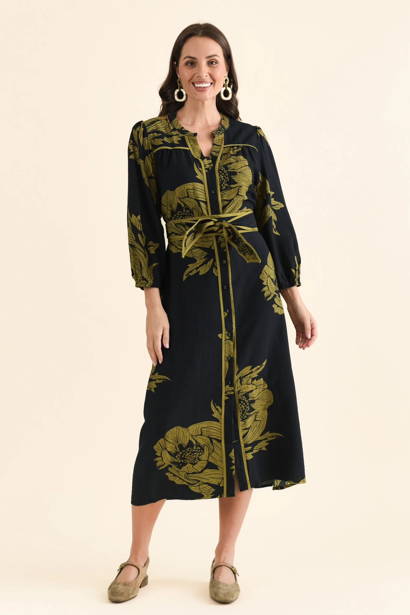 Georgia Navy Flower Tie Dress - Image 2