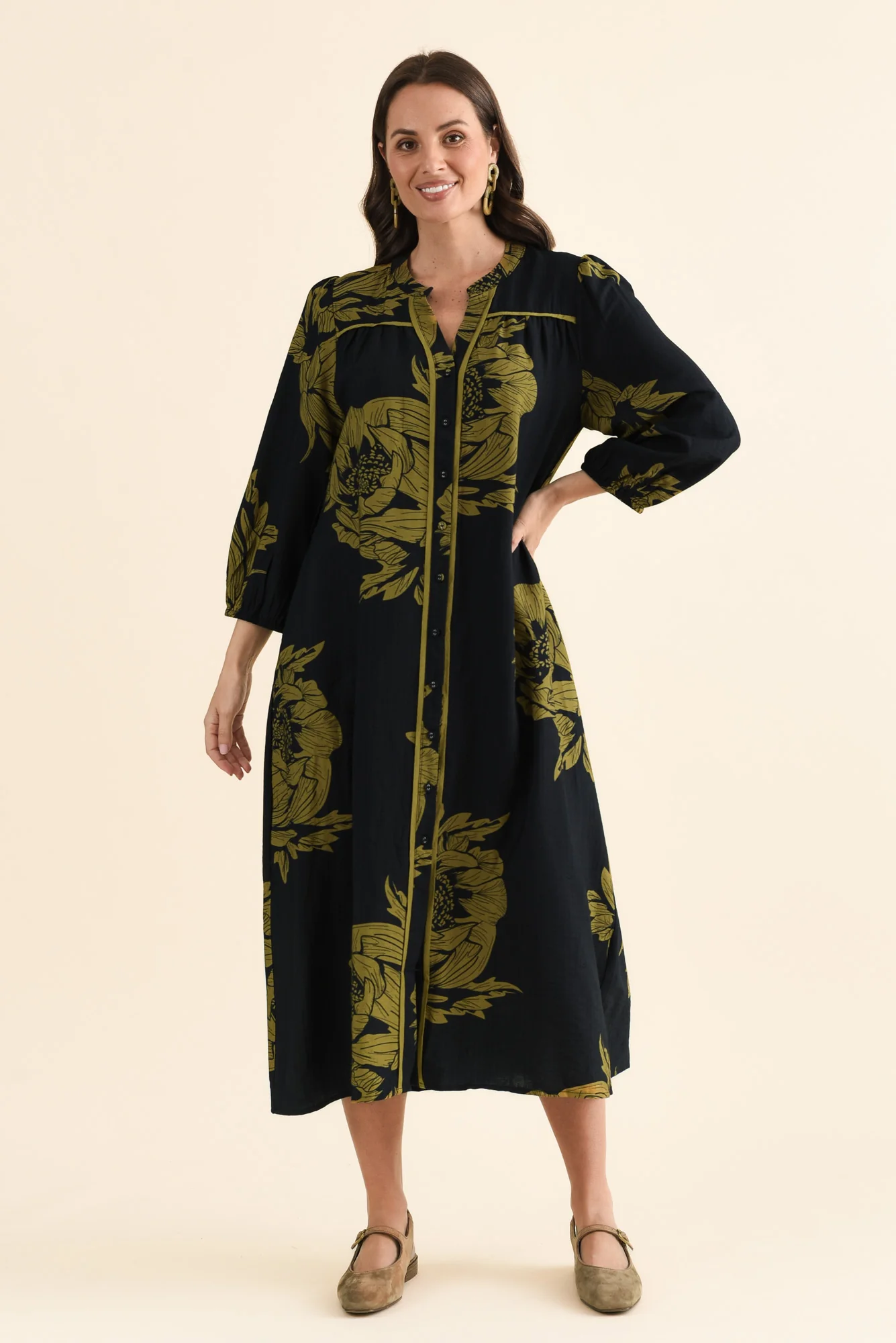Georgia Navy Flower Tie Dress - Image 6