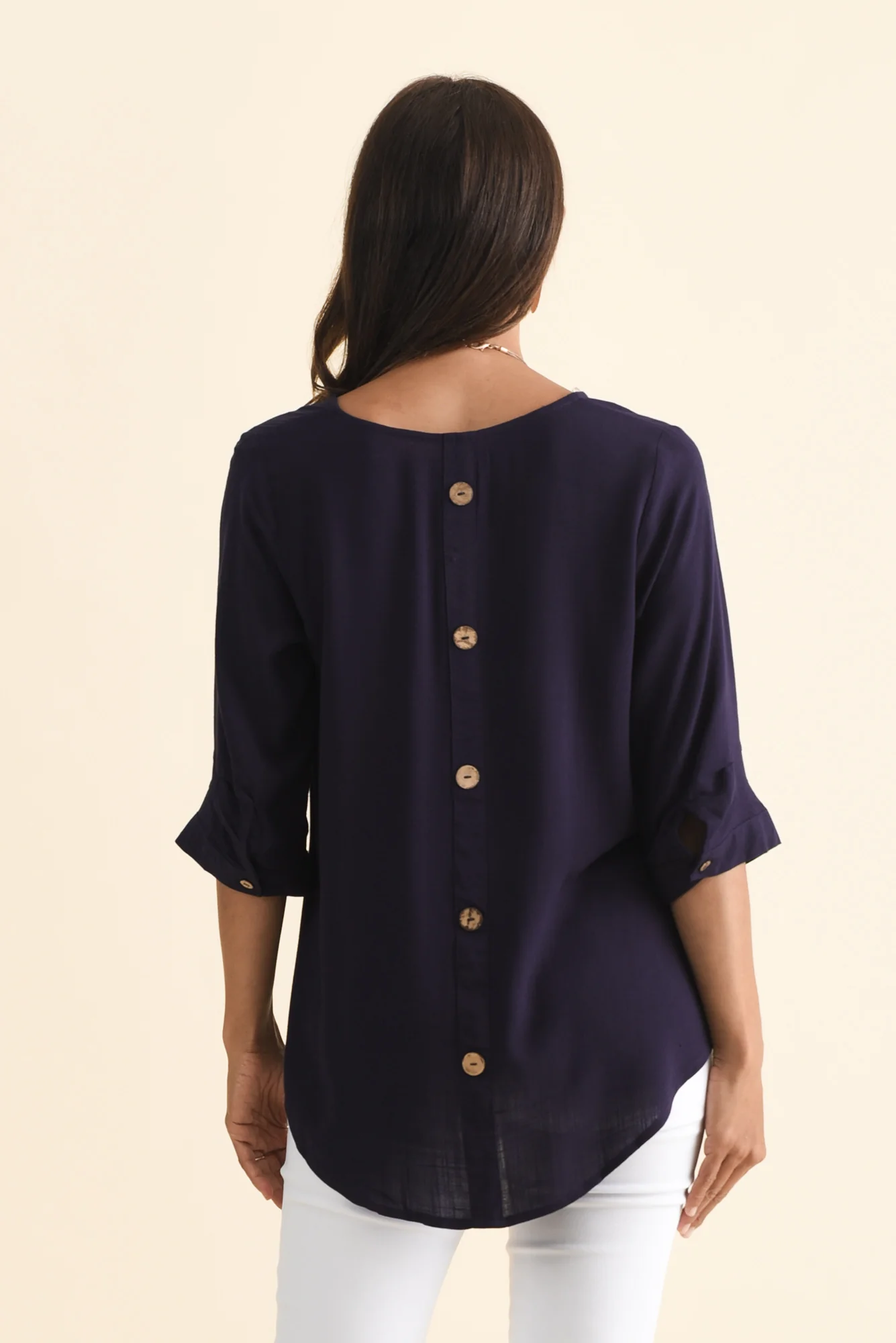 Gomez Dark Navy Button Top - Image 4