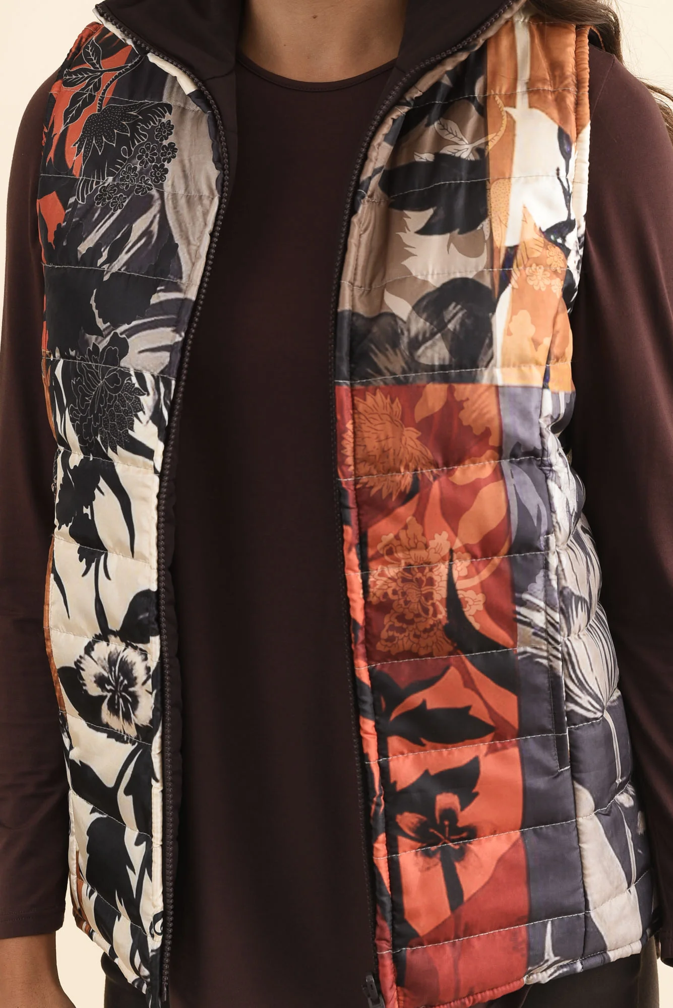 Hallen Orange Floral Puffer Vest - Image 5