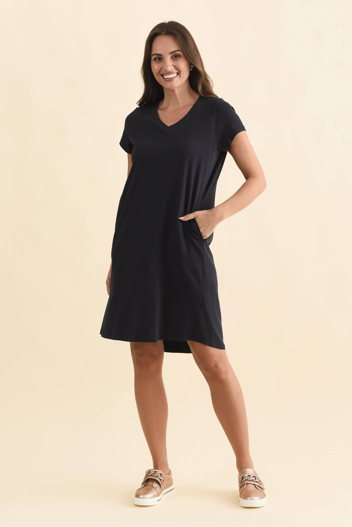 Harley Navy Cotton Tee Dress - Image 3