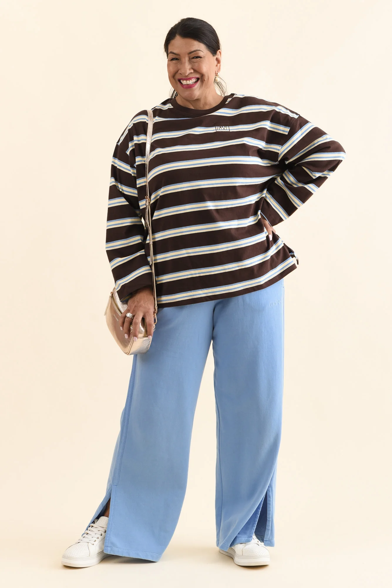 Harper Chocolate Stripe Long Sleeve Tee - Image 2