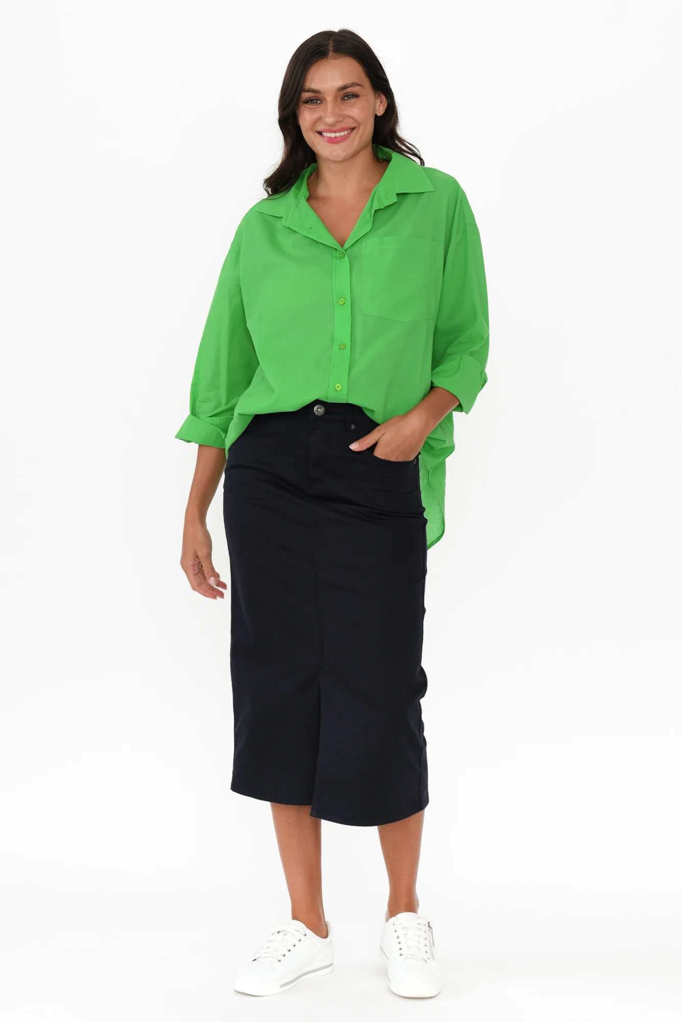 Harriet Navy Denim Midi Skirt - Image 6