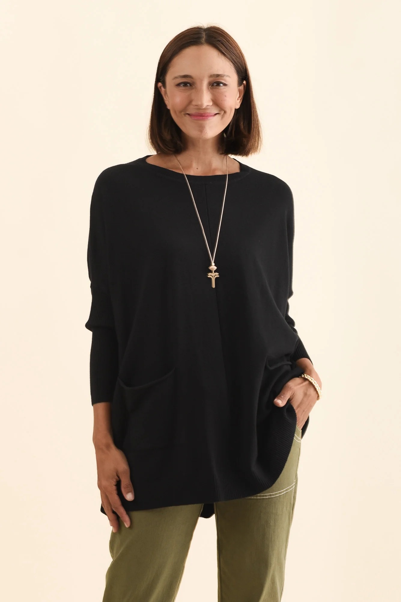 Helsinki Black Knit Pocket Jumper - Image 2