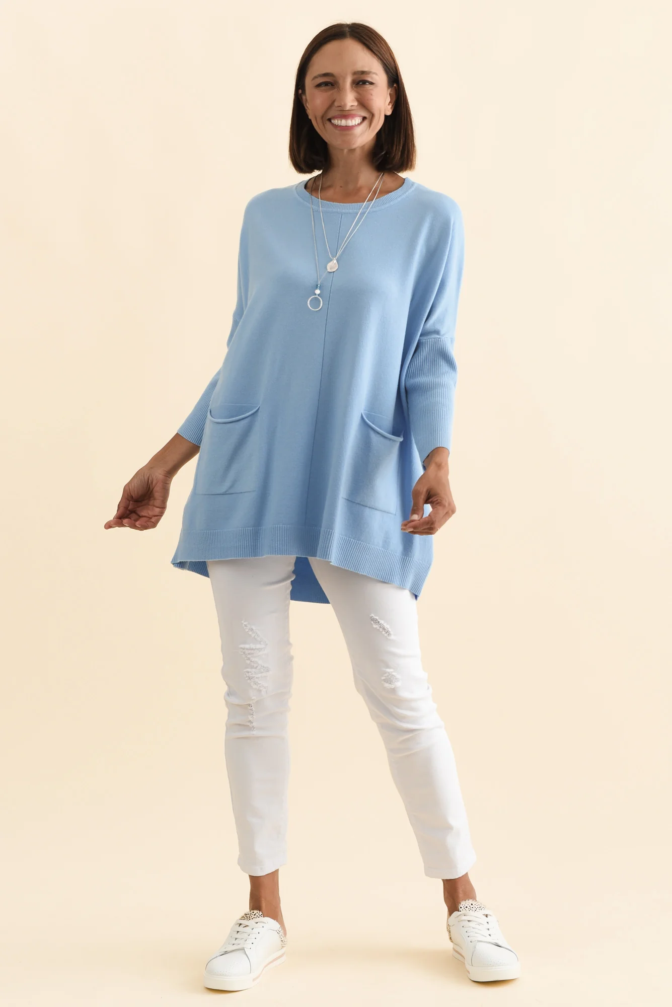 Helsinki Blue Knit Pocket Jumper - Image 3