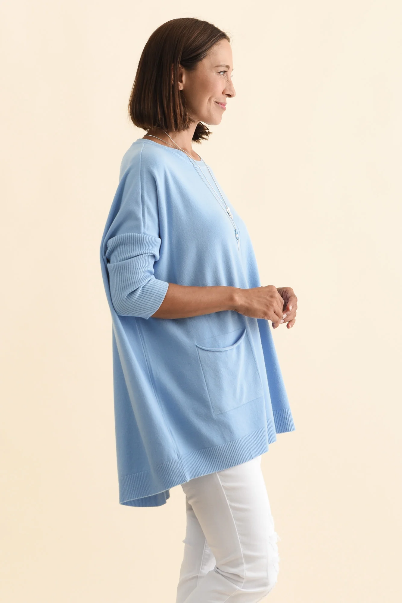 Helsinki Blue Knit Pocket Jumper - Image 4